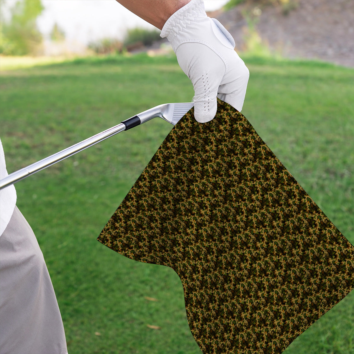 Funny Mallard Duck Golf Towel, Camo Duck Pattern Towels, Hunting Gift For Golf Lovers