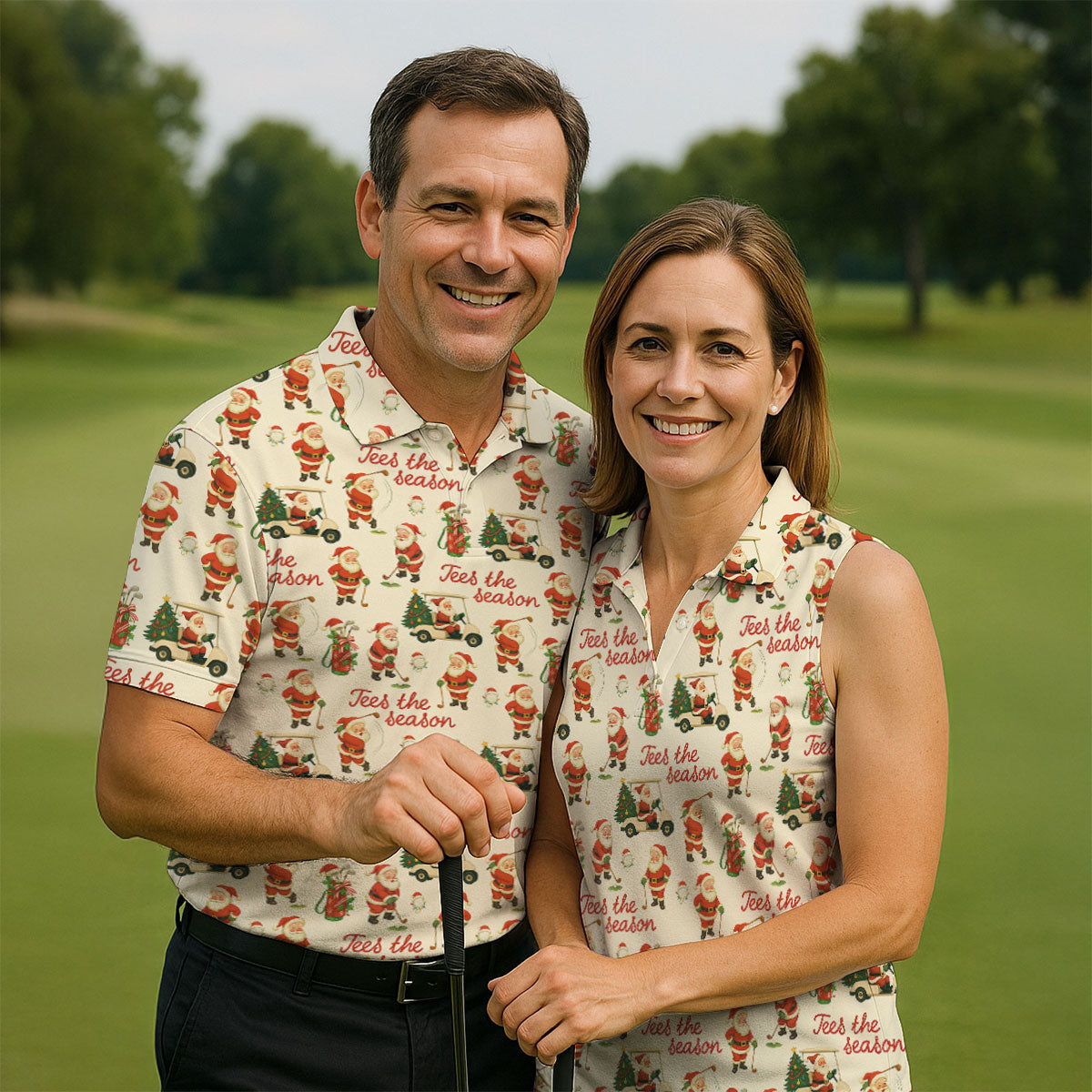 Tees The Season Funny Santa Claus Golf Tops For Men, Christmas Golf Shirt, Polo Shirts For Men, Golf Gift For Men