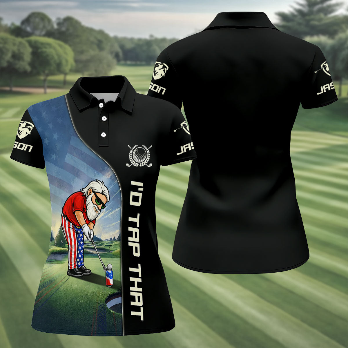 I'd Tap That Patriotic Man Golf And Beer 4th Of July Golf Shirt, 250th Anniversary Golf Shirt For Women