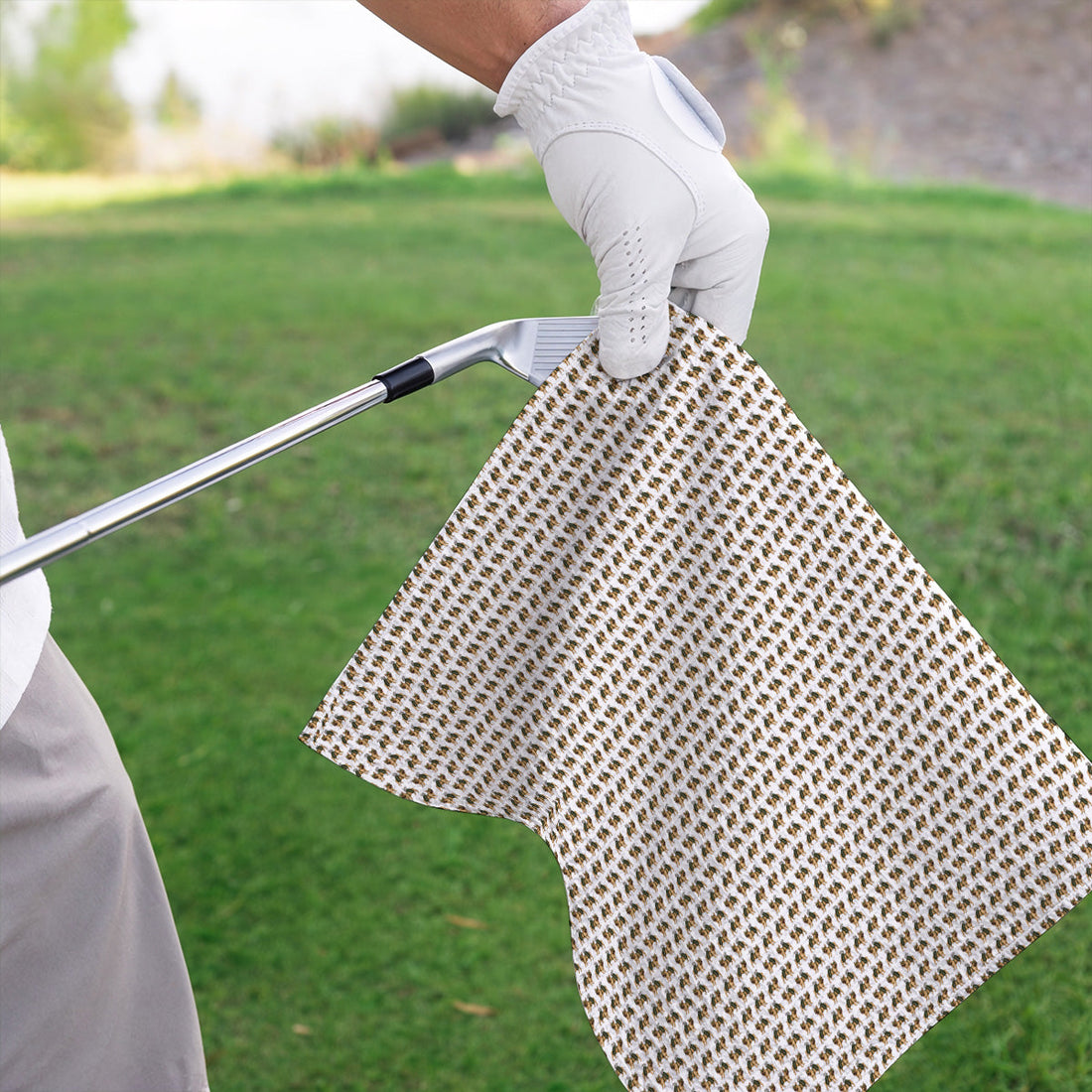 French Bulldog Pattern Golf Towel, Funny Frenchie Dog Towels, Golf Gift For Golfer