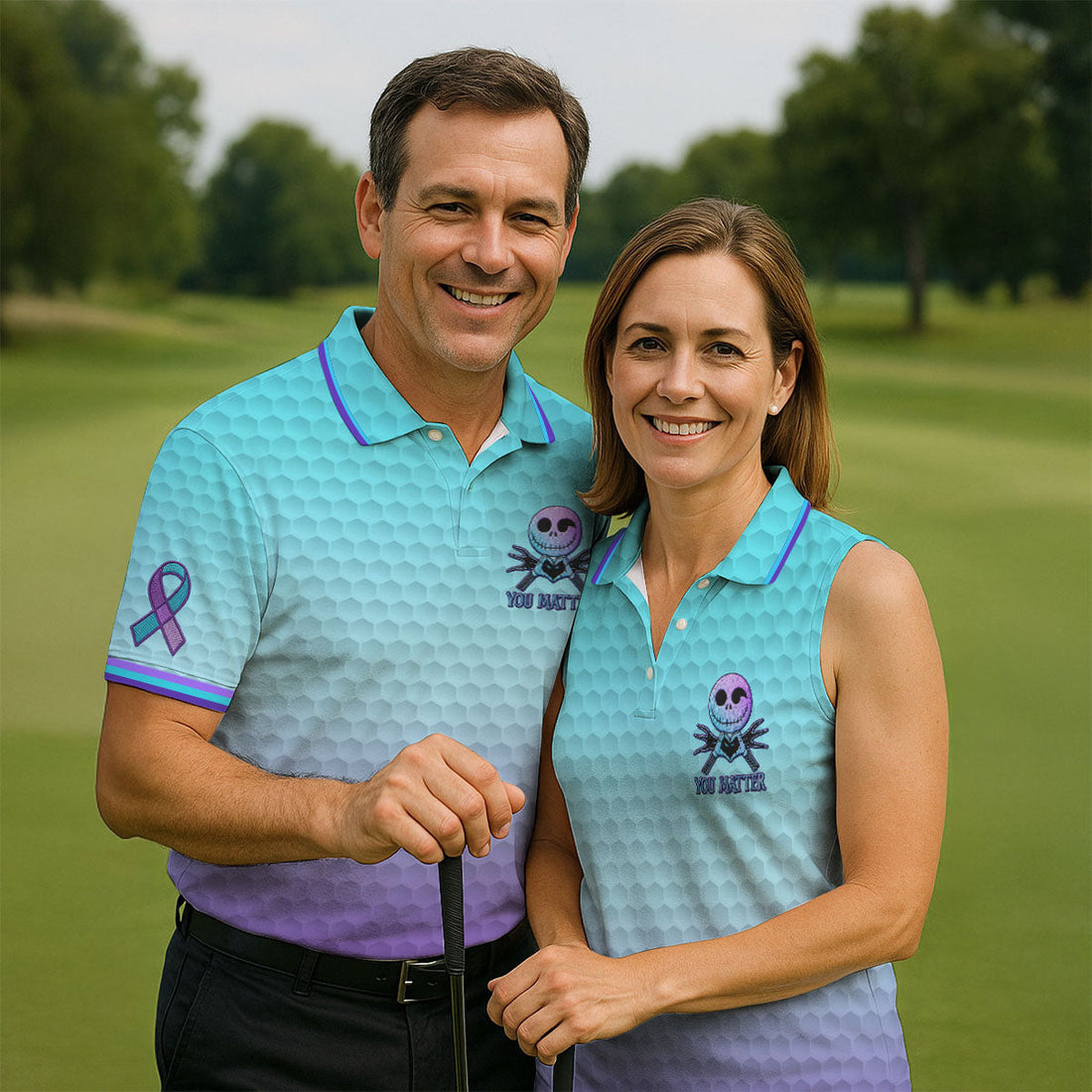 You Matter Suicide Prevention Skeleton Pocket Logo Polo Shirts For Men, Mens Golf Polo