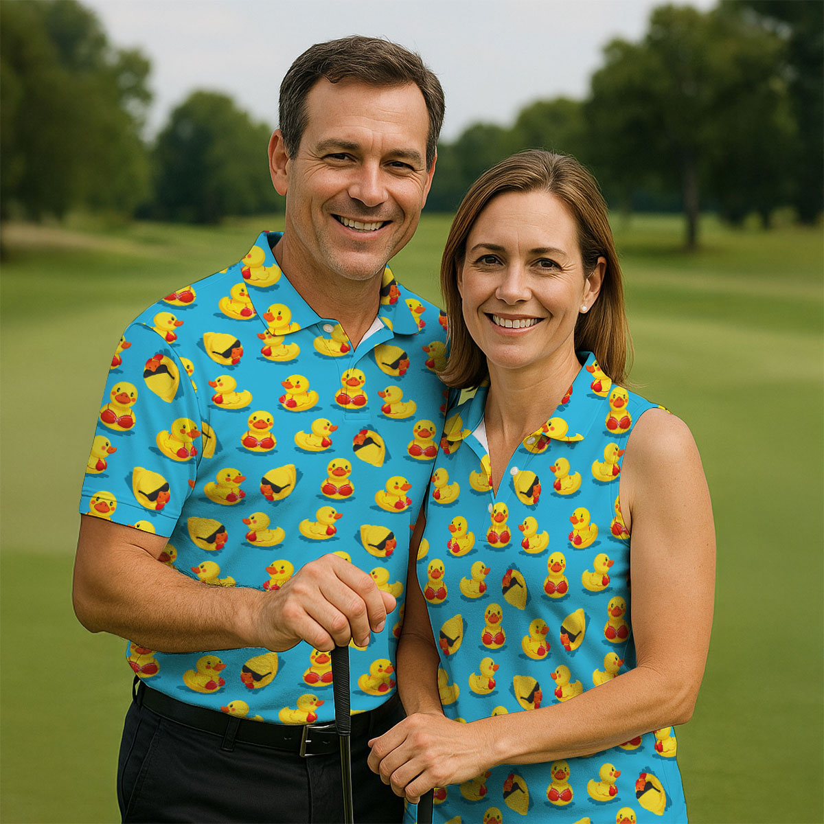 Funny Bikini Rubber Duck Golf Polo Shirt, Golf Shirts For Women, Women’s Golf Polo