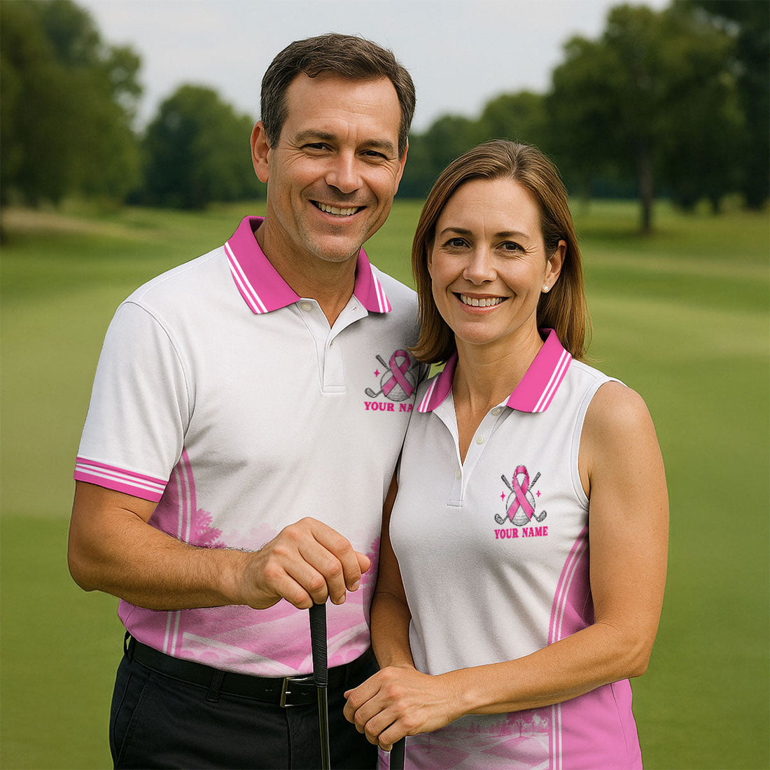 In October We Wear Pink Breast Cancer Polo Shirt, Mens Golf Polo, Golf Shirts For Men