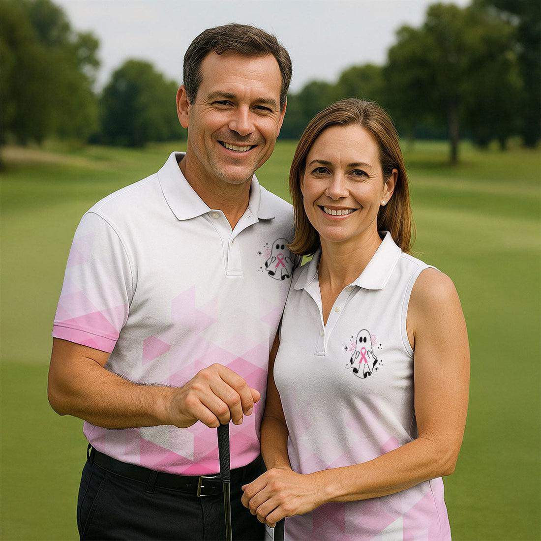 Breast Cancer Is Boo Sheet Ghost Horror Character Polo Shirt, Mens Golf Polo, Printed Golf Shirts