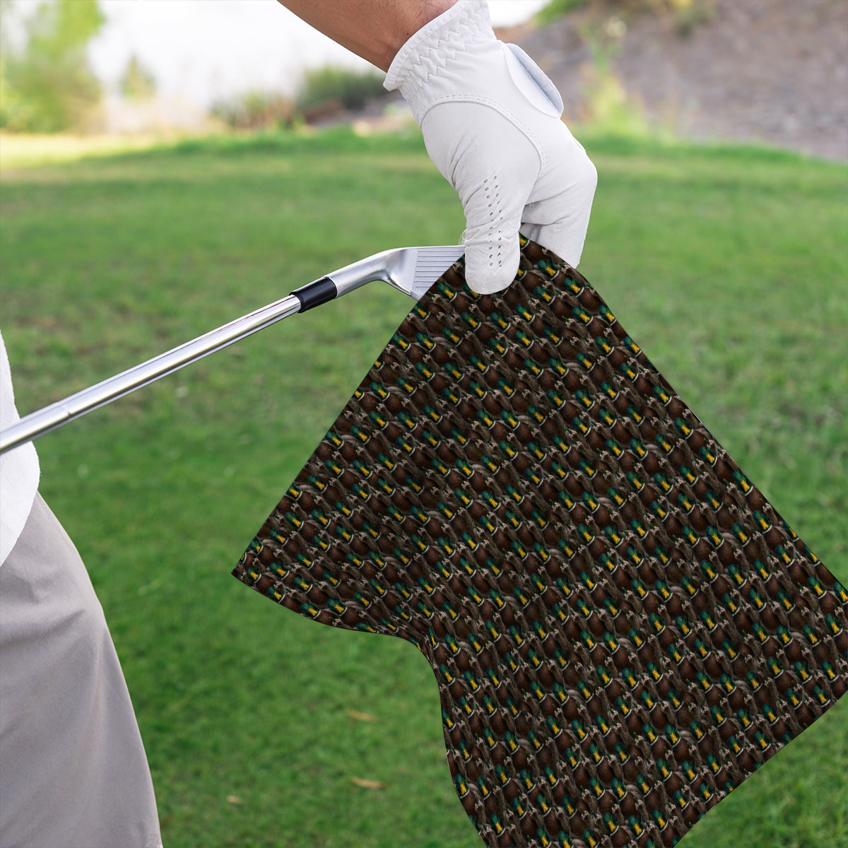 Funny Mallard Duck Pattern Towels, Rebel Duck Hunting Golf Towel, Golf Gift For Golfer