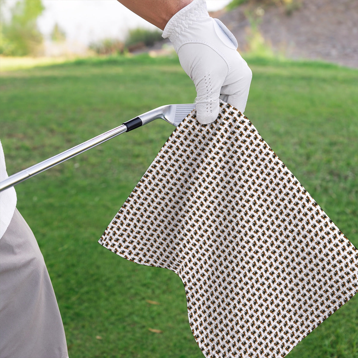 Yorkie Golf Pattern Golf Towels, Yorkshire Terrier Golf Towel, Golf Gift For Golfer