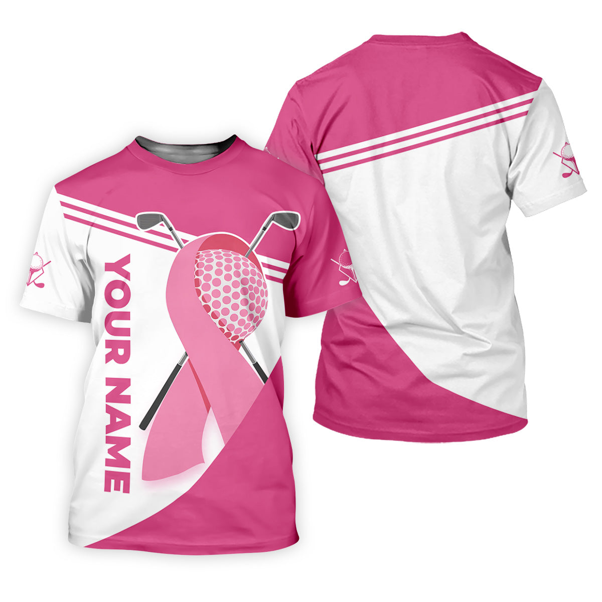Breast Cancer Pink Men's Golf Polo Shirt, Golf Shirts For Men, Breast Cancer Awareness Shirt