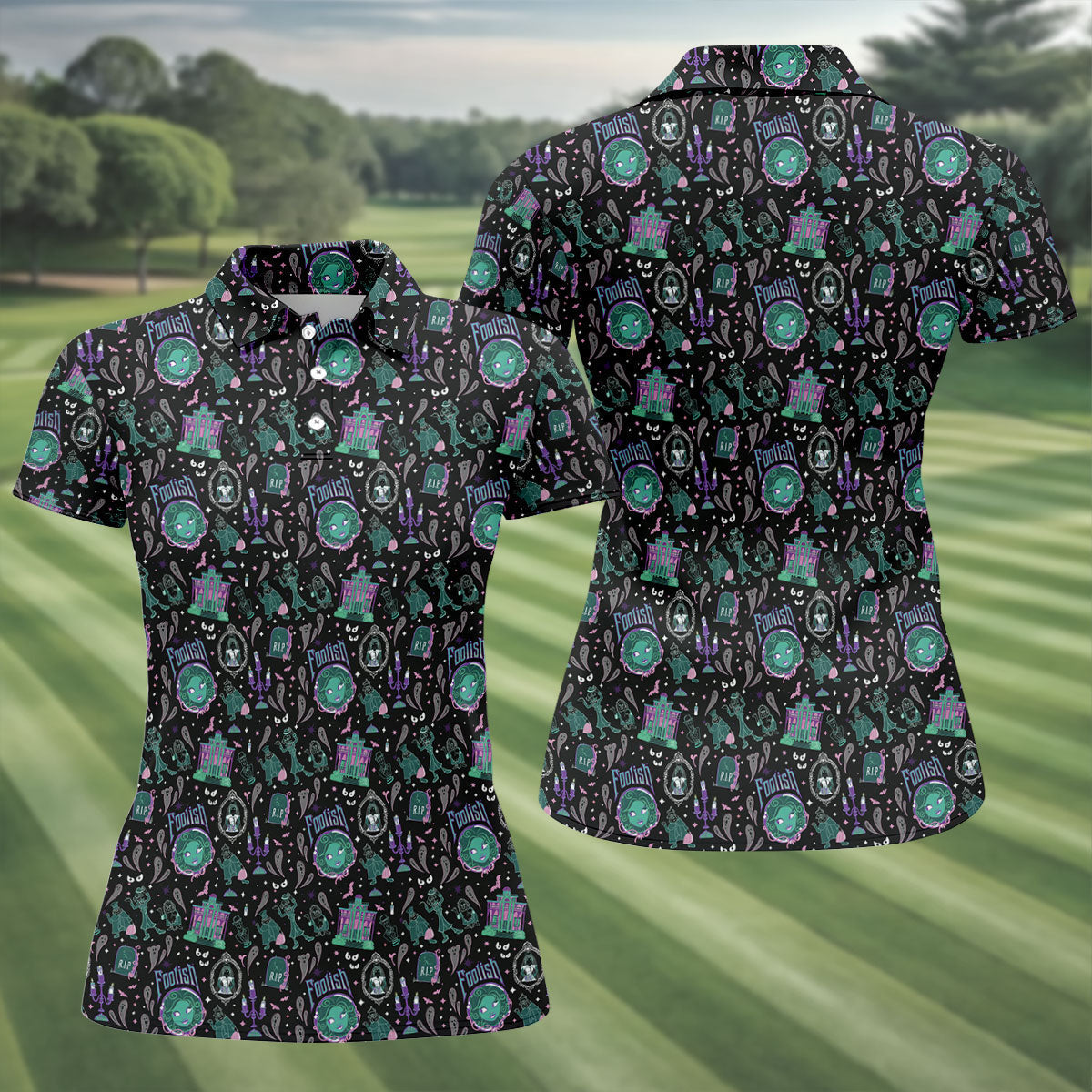 Foolish Horror Character Halloween Polo Shirt, Women's Golf Apparel, Golf Shirts For Women