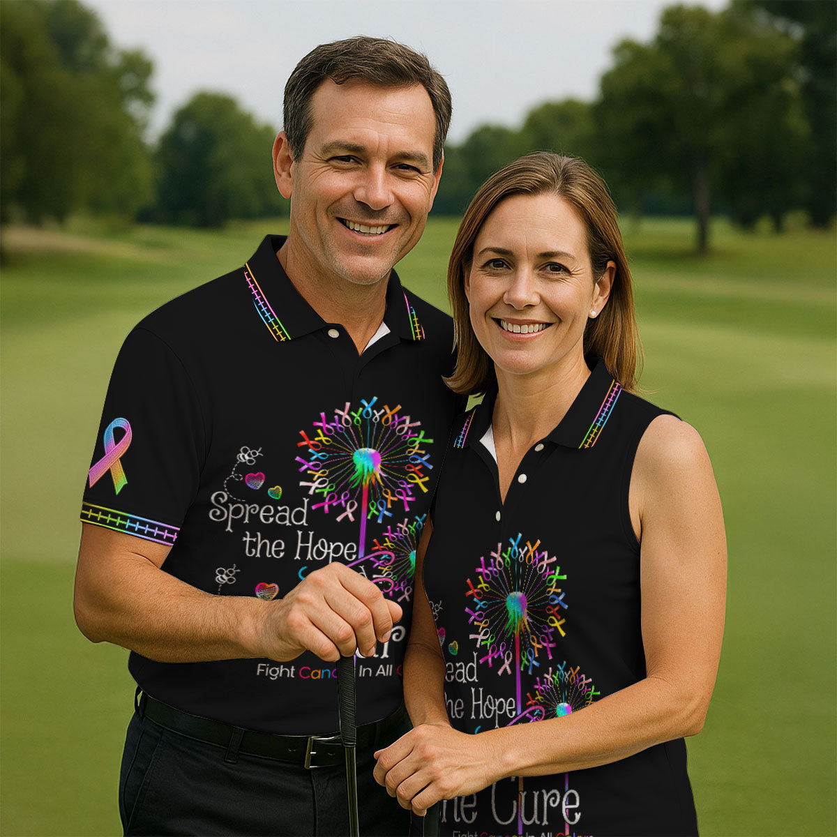 Spread The Hope Find The Cure Breast Cancer Awareness Golf Polo Shirt, Golf Shirts For Men