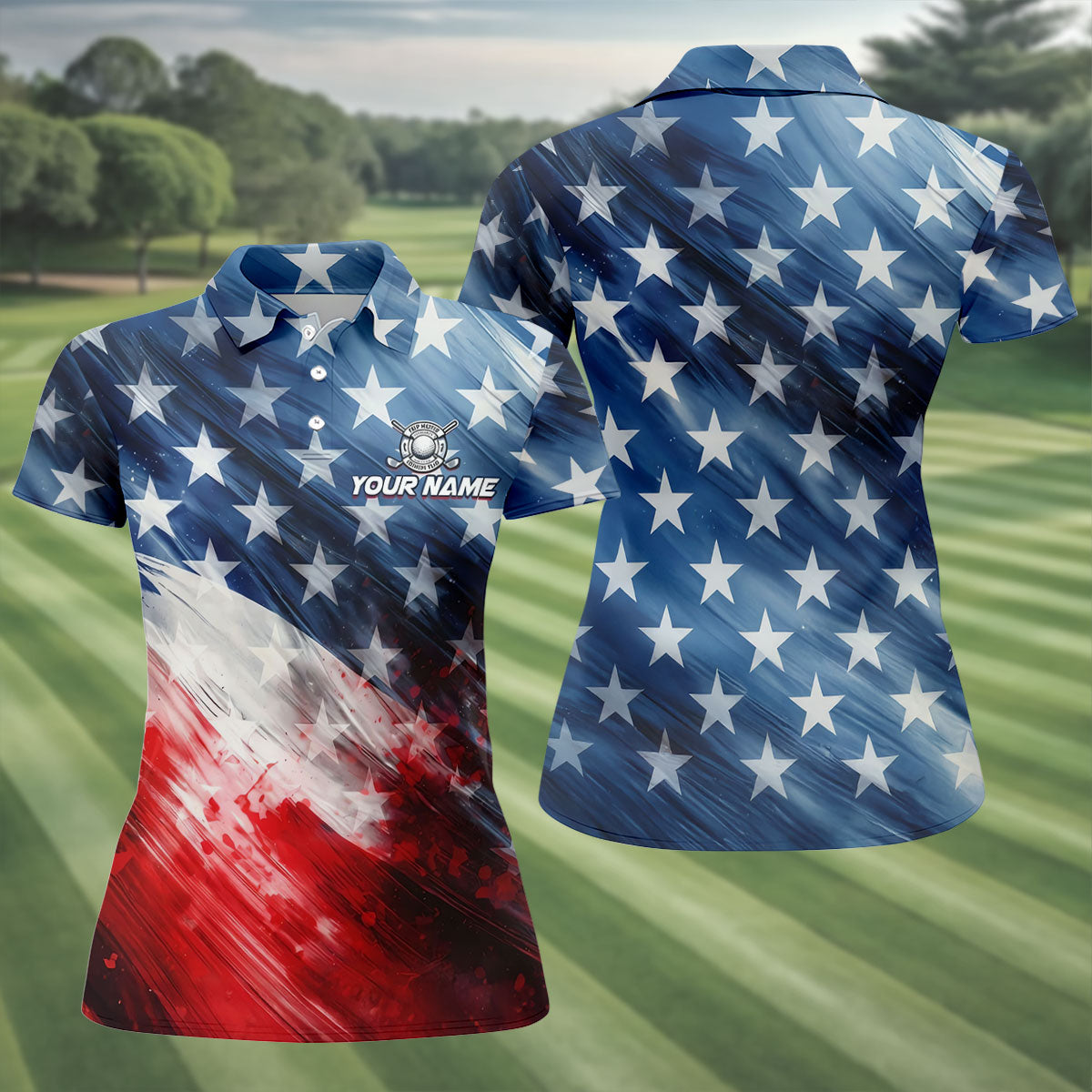 Red White Blue Gradient Art 4th Of July Patriotic Golf Shirt, 250 Years Golf Shirt For Women