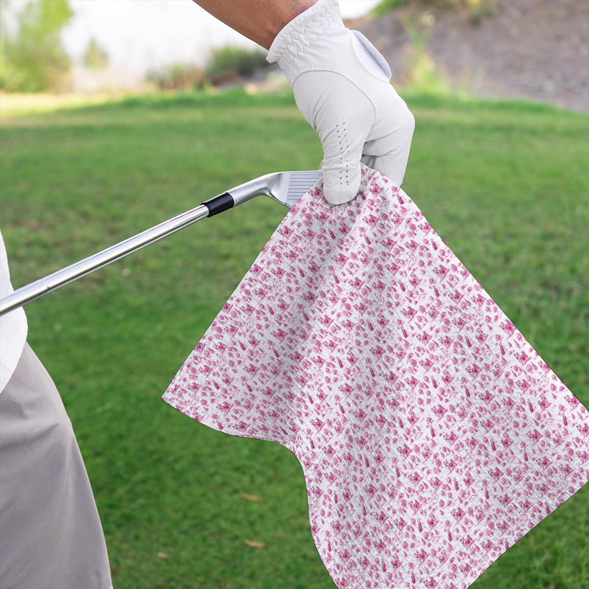 Yorkshire Terrier Toile De Jouy Golf Towels, Yorkie Pattern Golf Towel, Golf Gift For Golfer