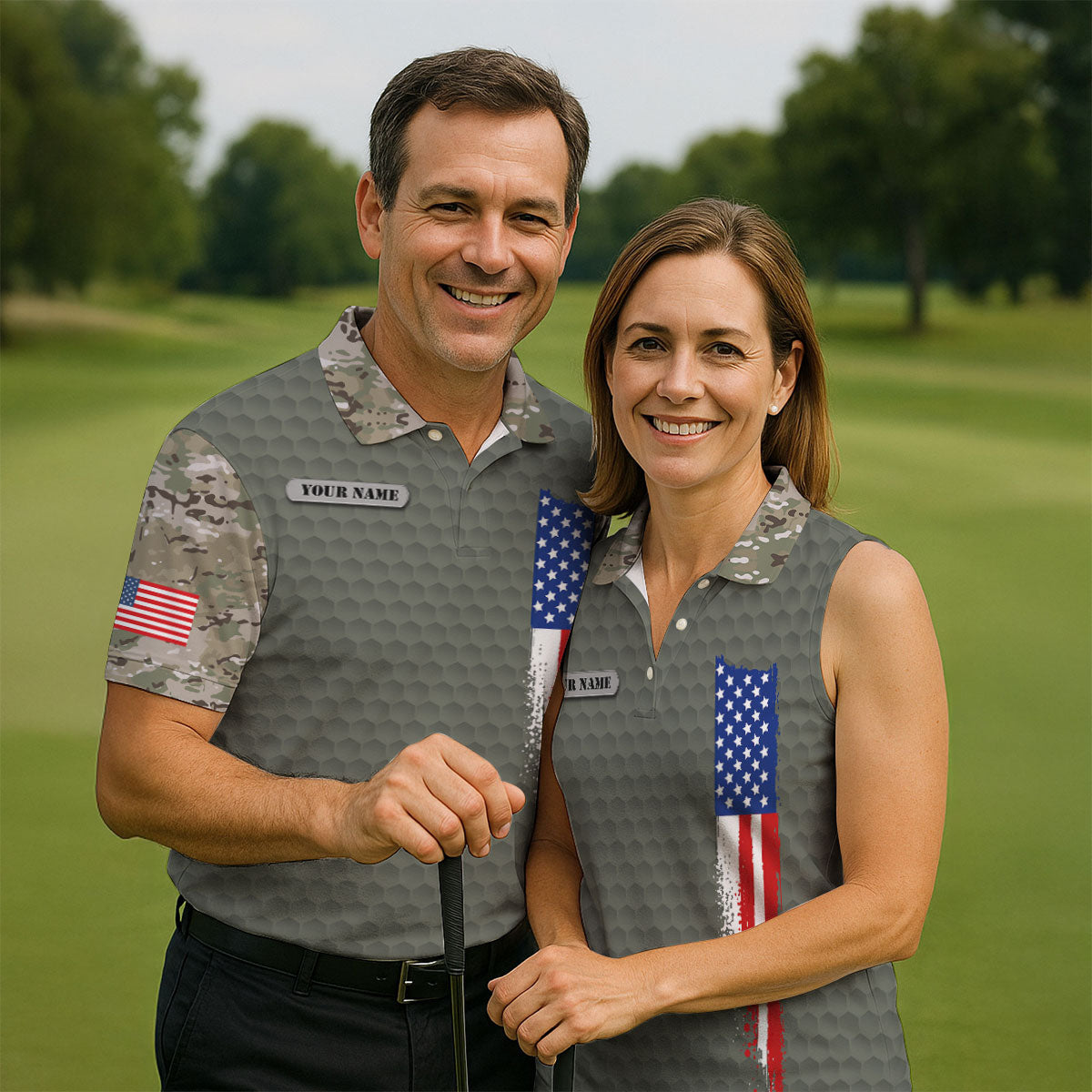 I Am A US Veteran American Flag Camo Golf Shirt, 250 Years 4th Of July Golf Shirts For Men