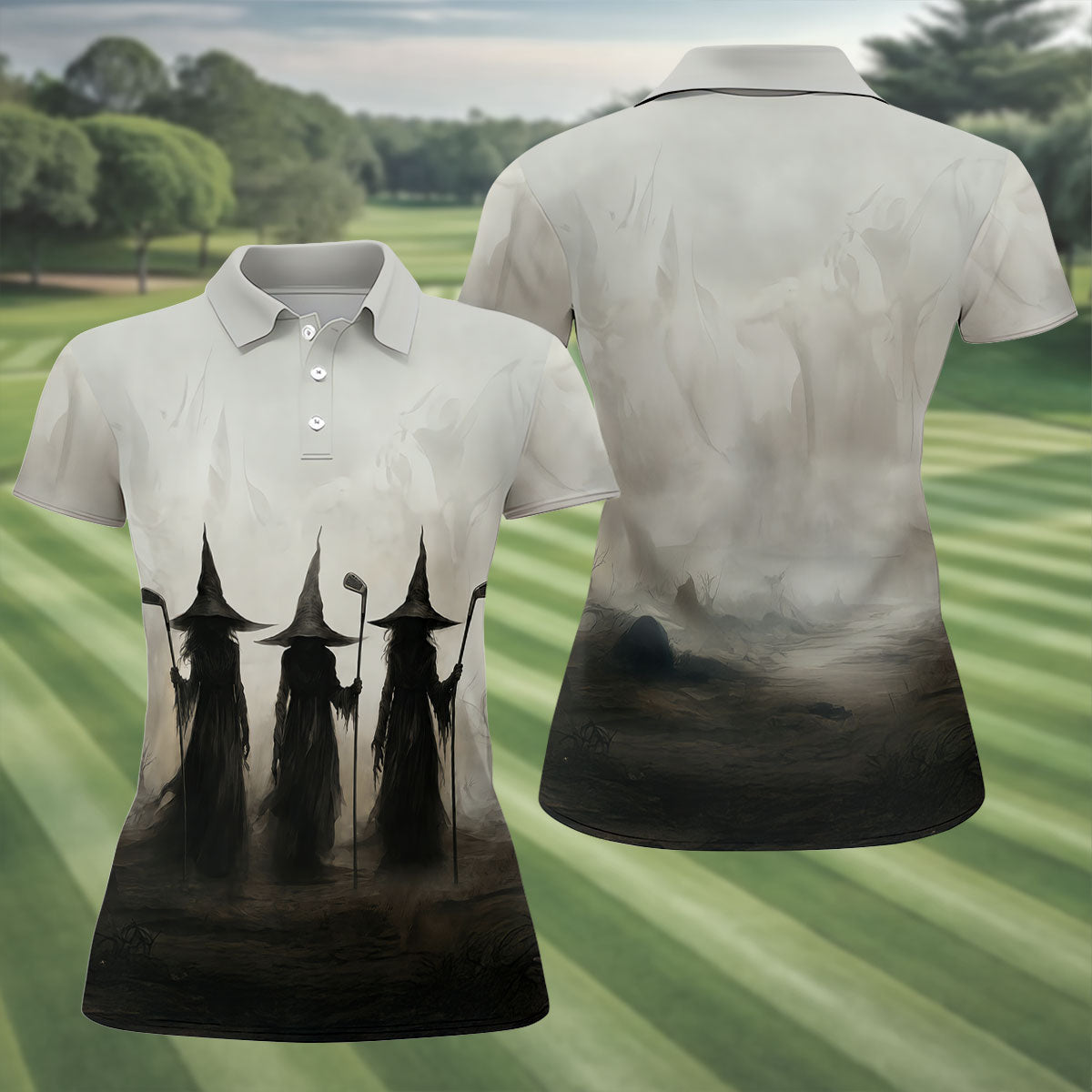 Halloween Witch Golf Polo Shirt, Golf Shirts For Women, Women's Golf Apparel