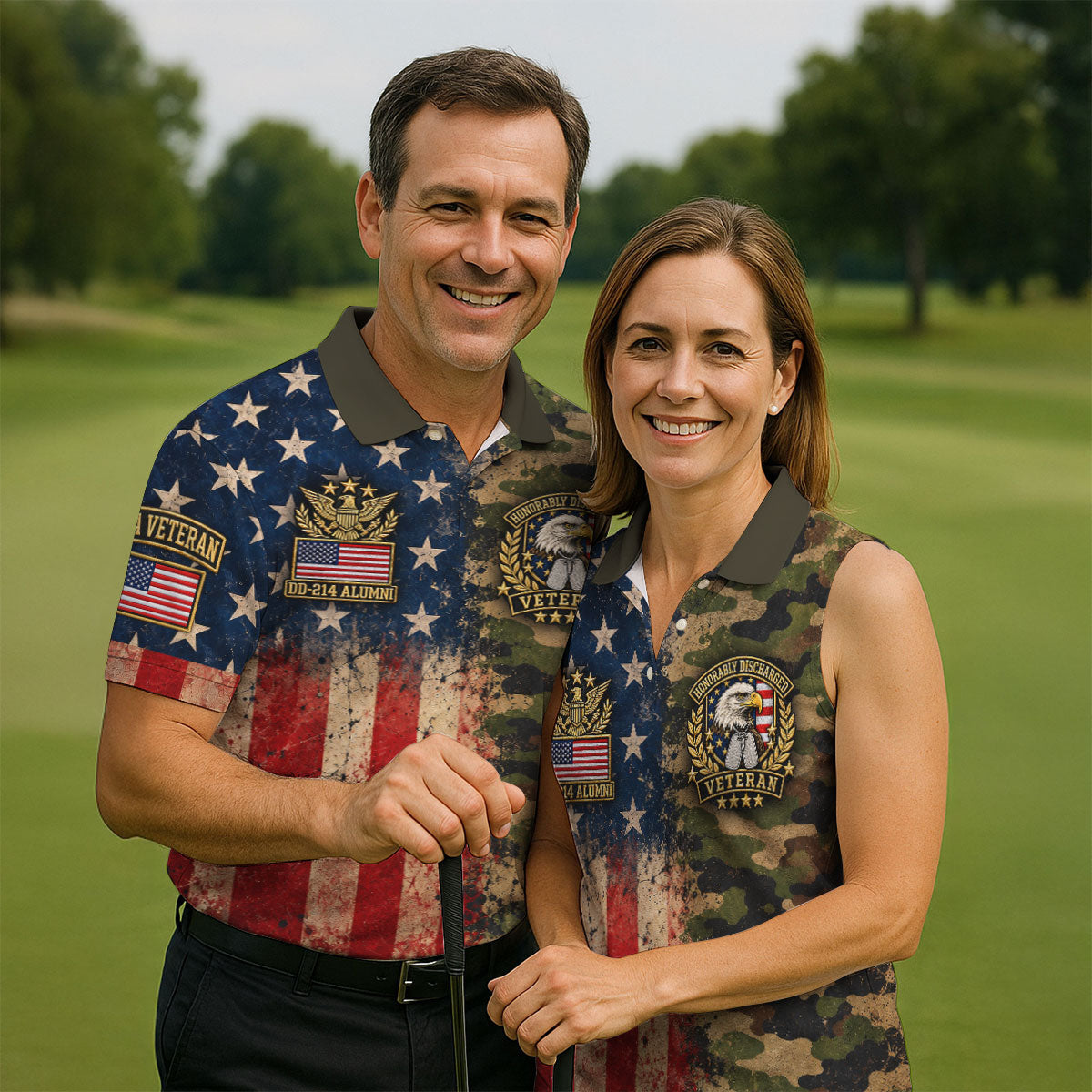 DD-214 Eagle Split USA Flag Camo Polo Shirt, Veterans Day Shirt, Golf Shirts For Men