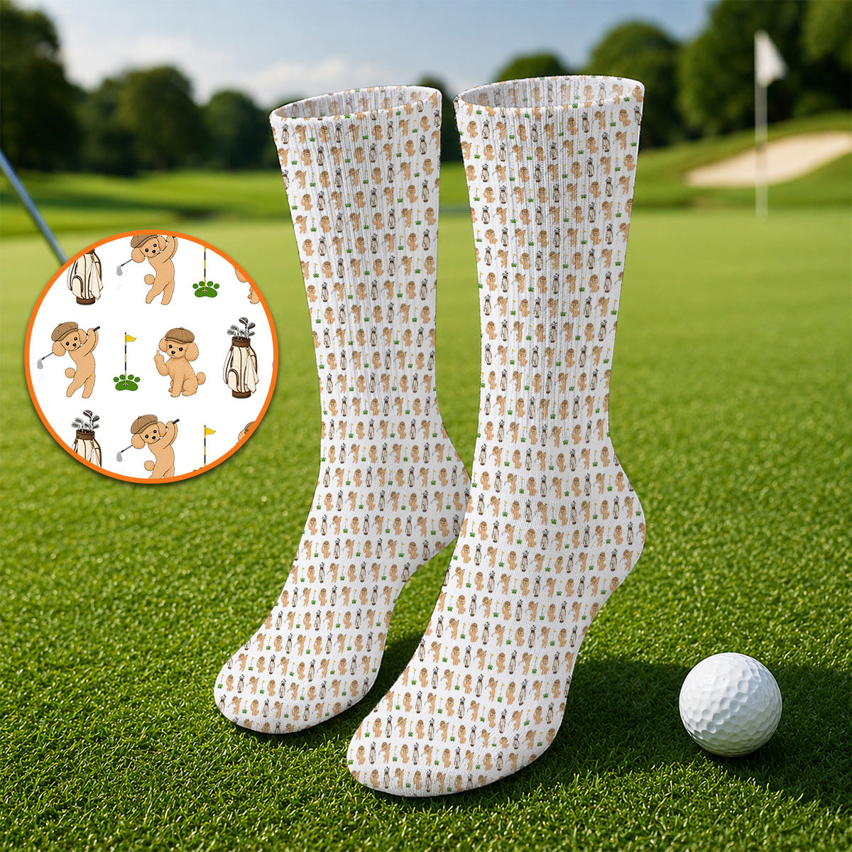 Toy Poodle Pattern Golf Socks, Funny Poodle Golf Sock, Golf Gift For Dog Lover
