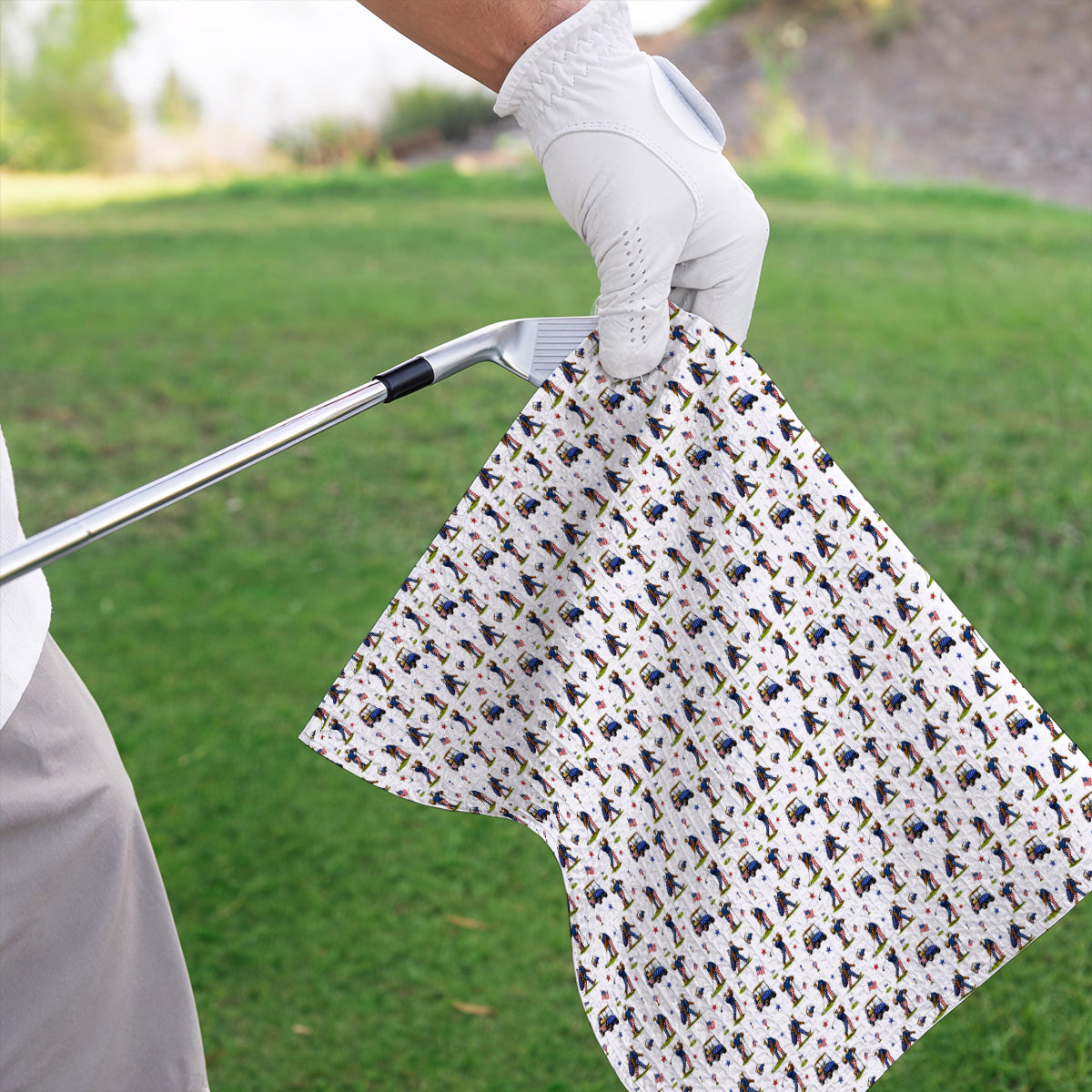 Patriotic Eagle Golf Towel, USA Flag Pattern Golf Towels, Funny Golf Gift For Golfer