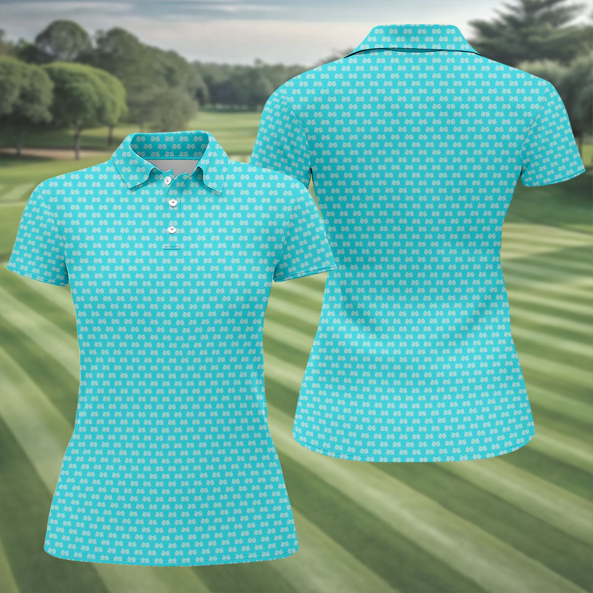 Funny Golf Balls Adult Humor Turquoise Blue Women's Golf Tops, Ladies Golf Shirts