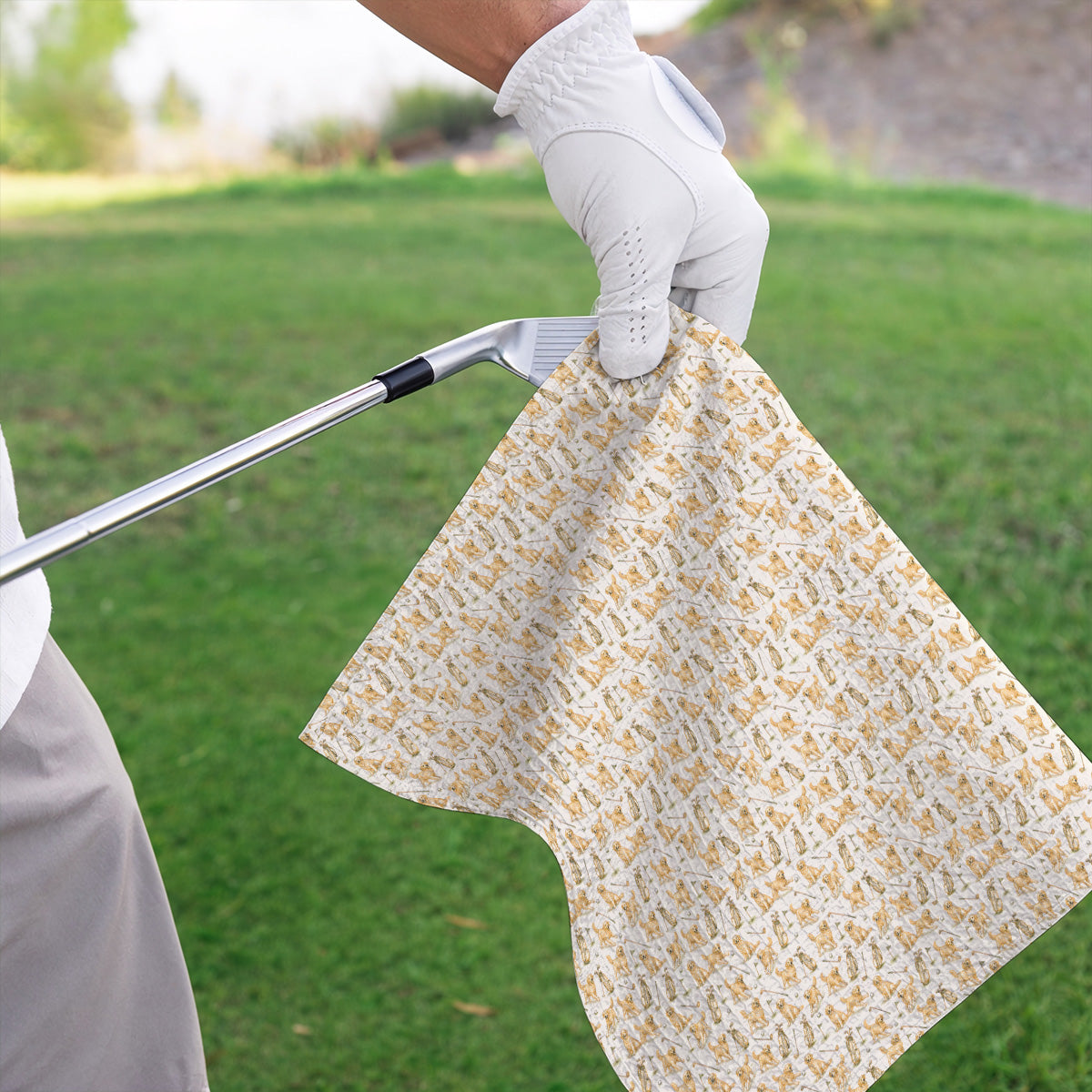 Vintage Golden Retriever Pattern Golf Towel, Golden Retriever Golf Towels, Perfect Gift For Golf Lovers