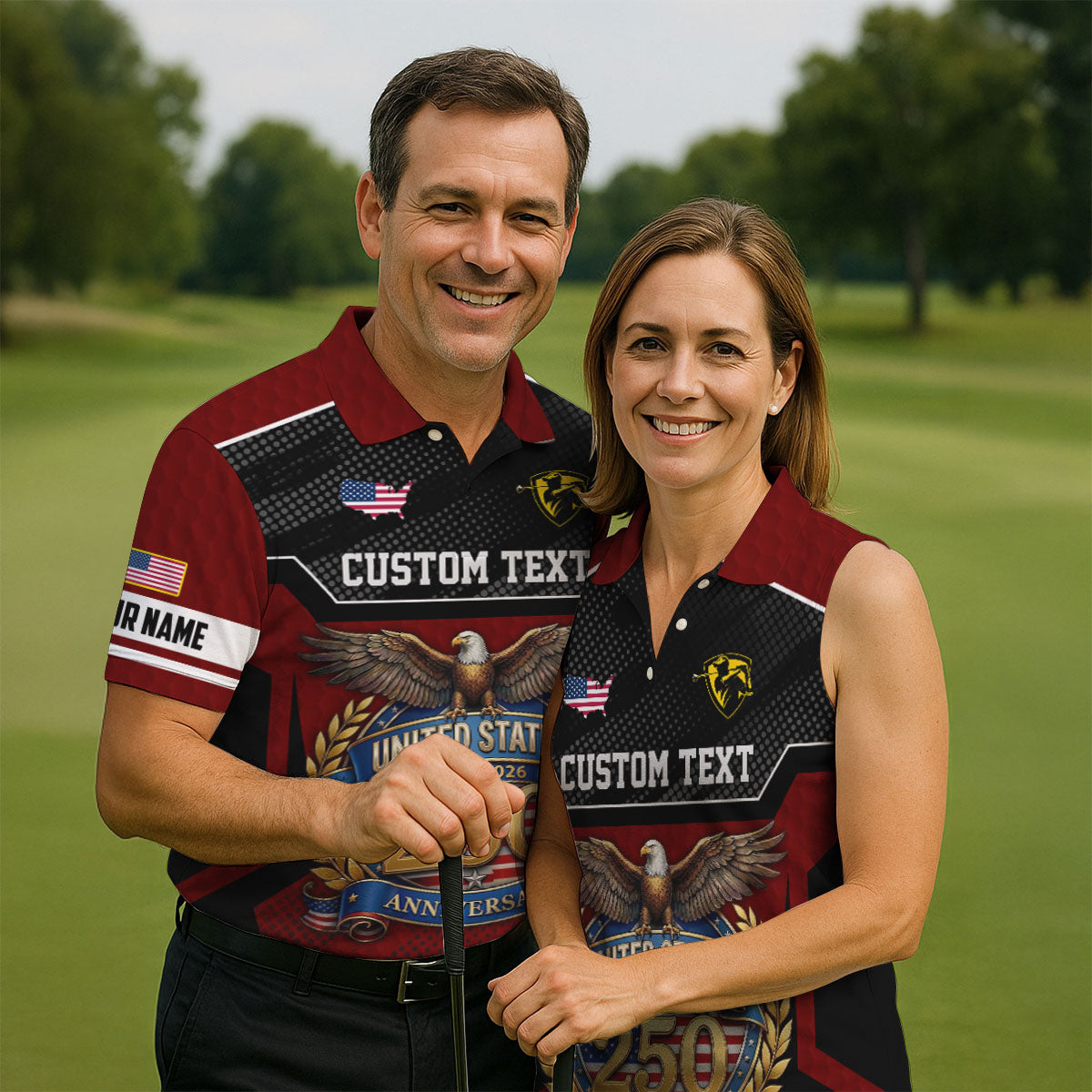 US 250 Anniversary Patriotic 4th Of July Red Golf Shirt, Polo Shirts For Men, Golf Shirts For Men