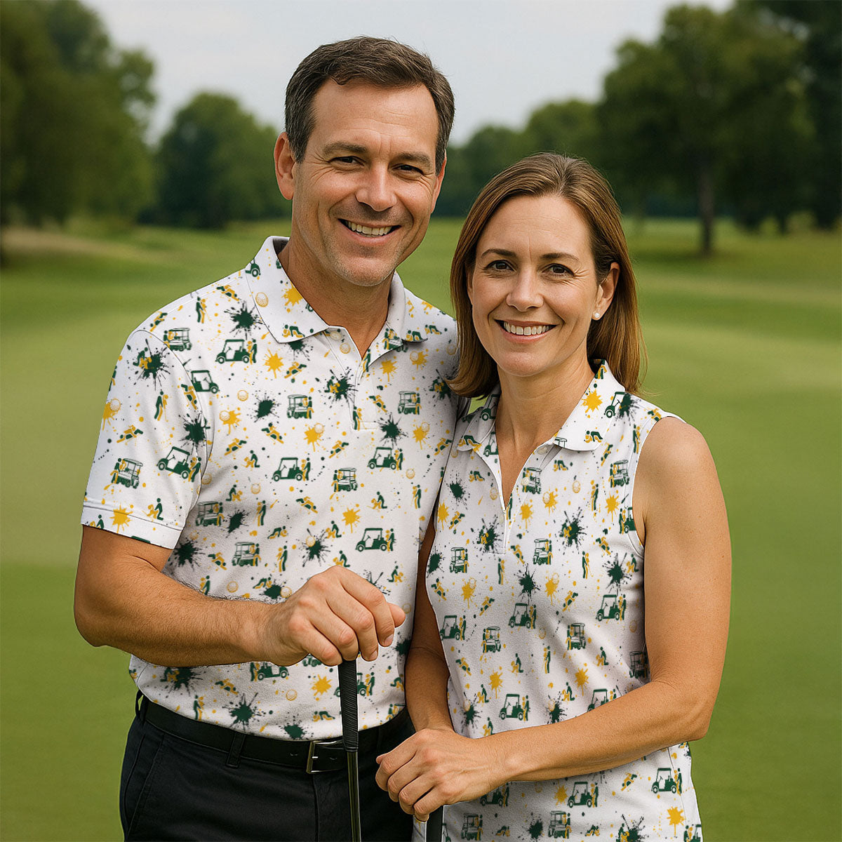 Funny Golf Cart Adult Humor Pattern Polo Shirt, Golf Polo Shirts For Men, Mens Golf Apparel