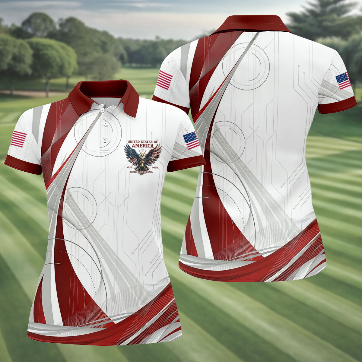 Vintage America 250 Eagle Golf Polo Shirt, Golf Shirts For Women, Women’s Golf Polo