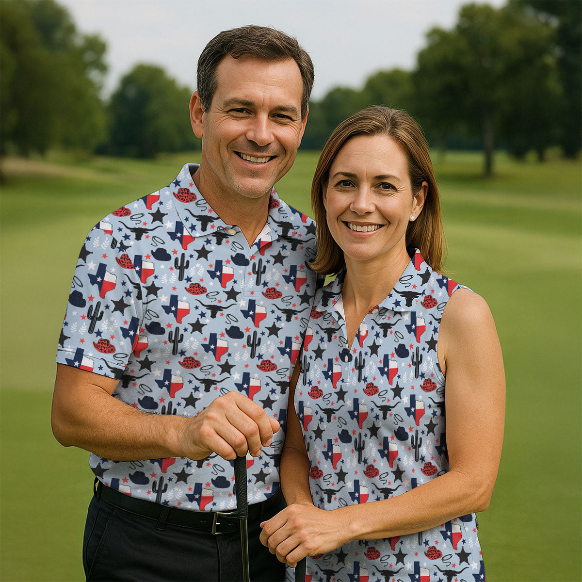Texas Western Pattern Golf Polo Shirt, Ladies Golf Shirt, Women's Golf Apparel