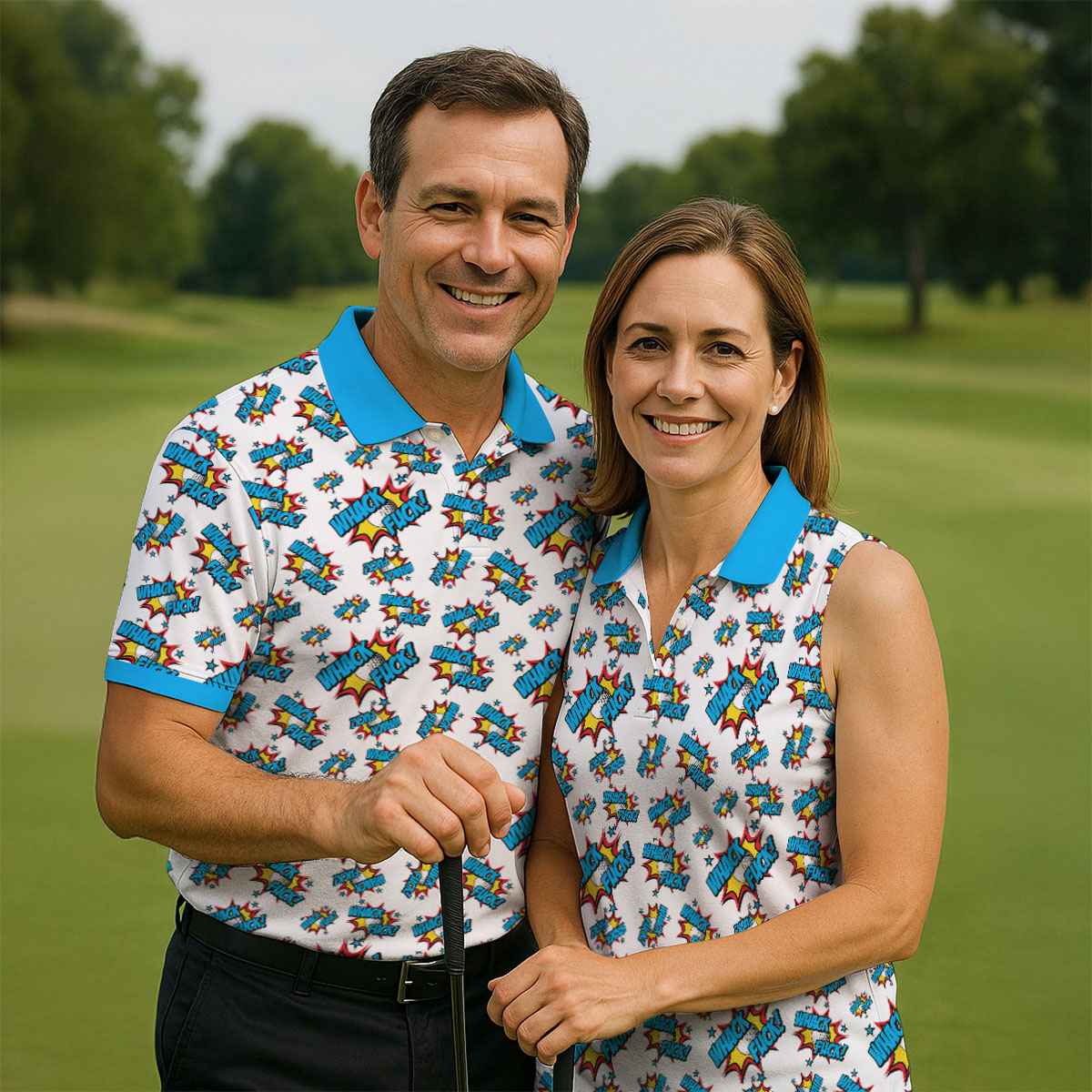 Funny Whack F*ck Comic Golf Ball Polo Shirt, Ladies Golf Shirts, Golf Polo For Women