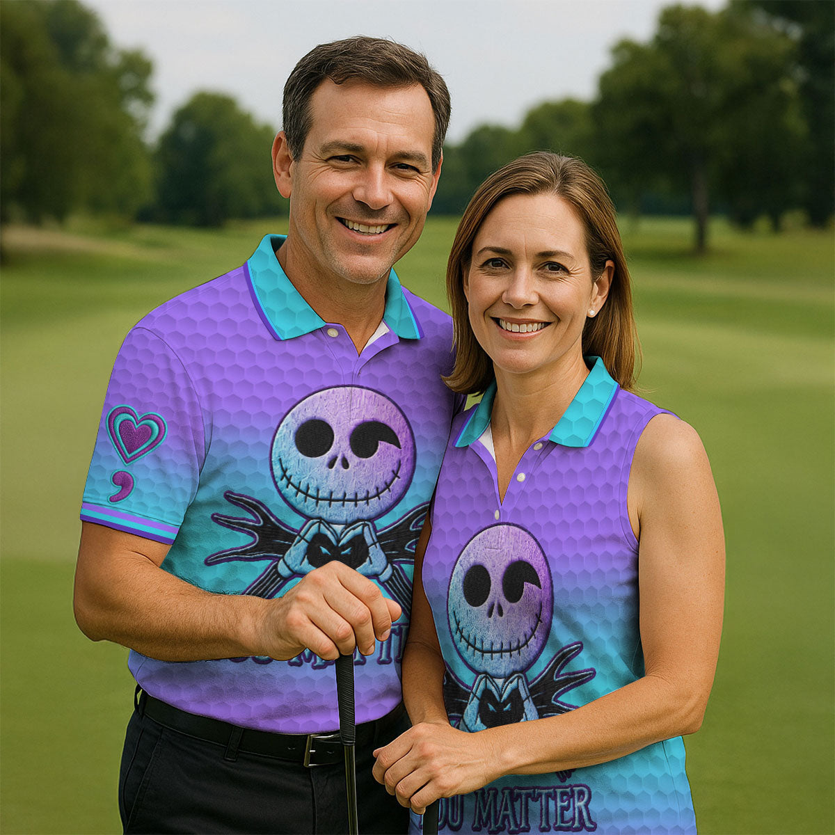 You Matter Suicide Prevention Skeleton Heart Hand Polo Shirts For Men, Mens Golf Polo