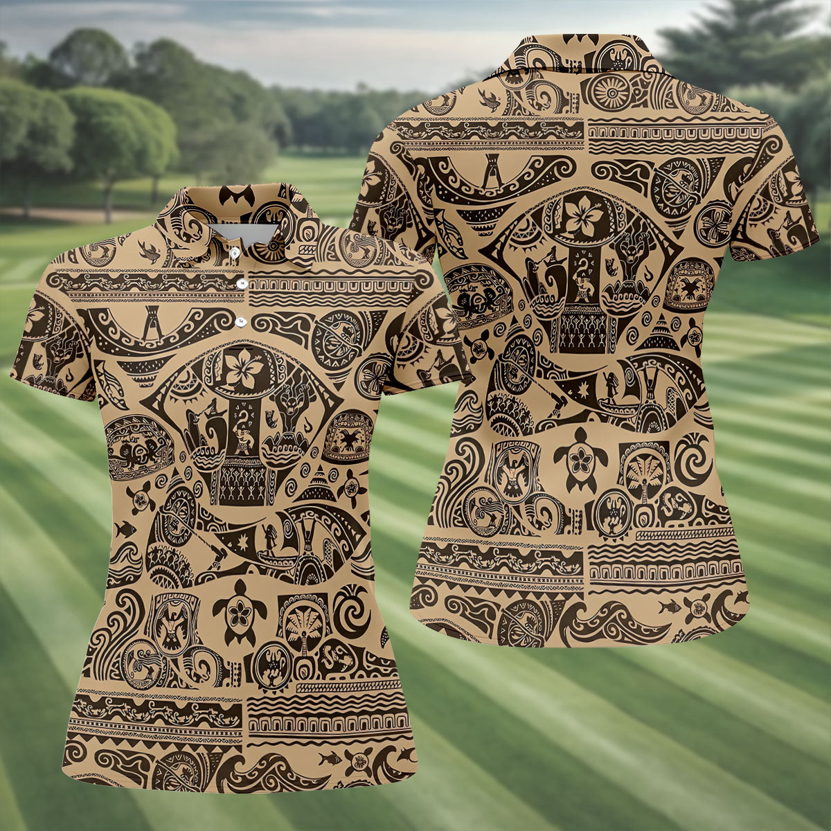 Polynesian Tribal Hawaiian Golf Shirt, Golf Shirts For Women, Women's Golf Apparel