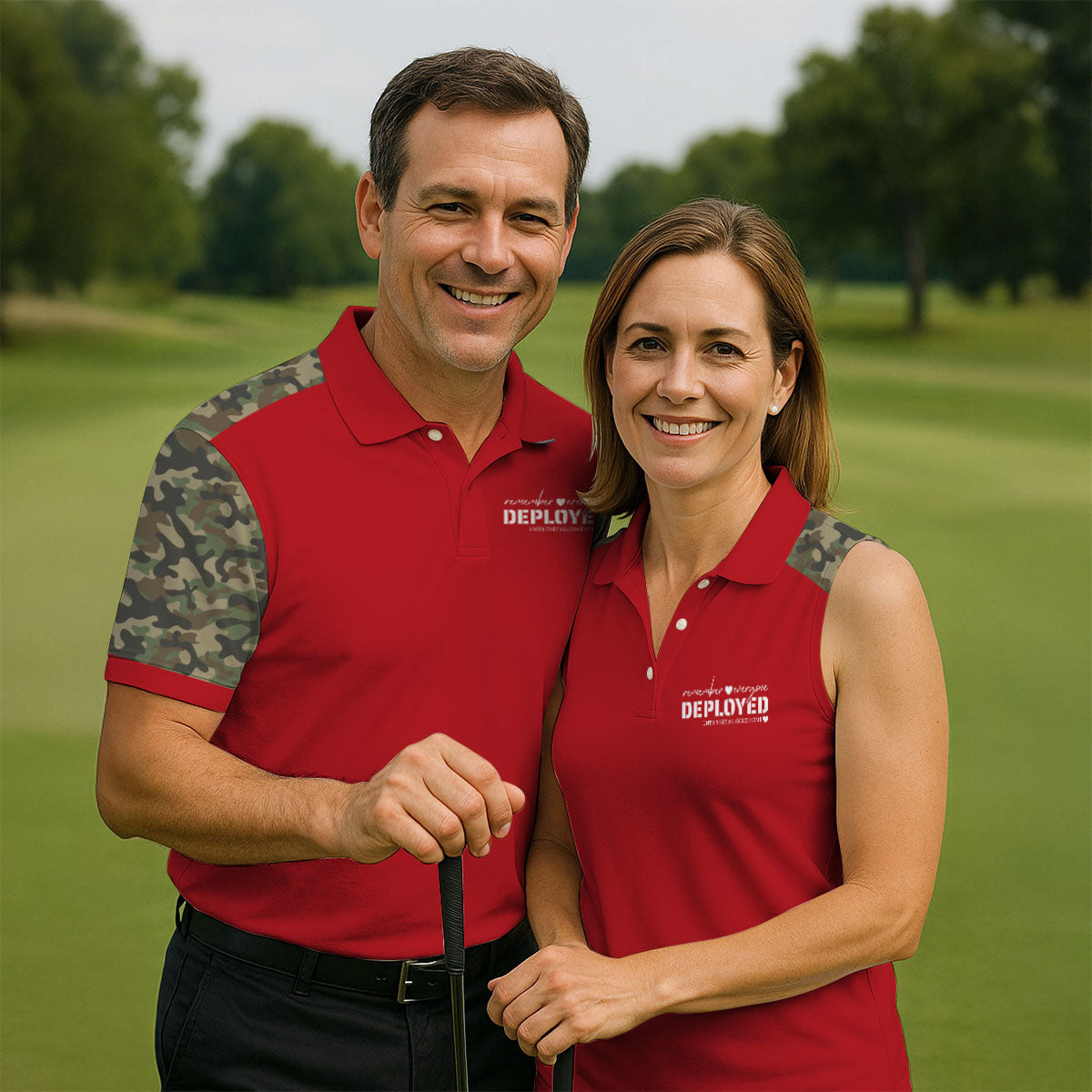 Remember Everyone Deployed Camo Red Patriotic 4th Of July Golf Shirt, 250th Anniversary Golf Shirts For Men