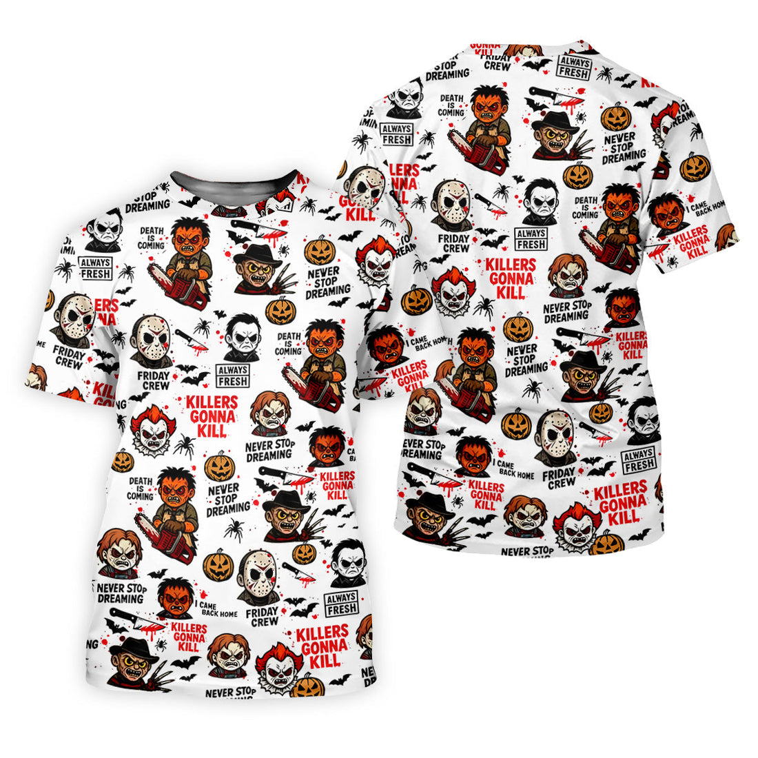 Classic Horror Characters Halloween Golf Shirt, Men's Golf Polo Shirt Horror Movie Shirt