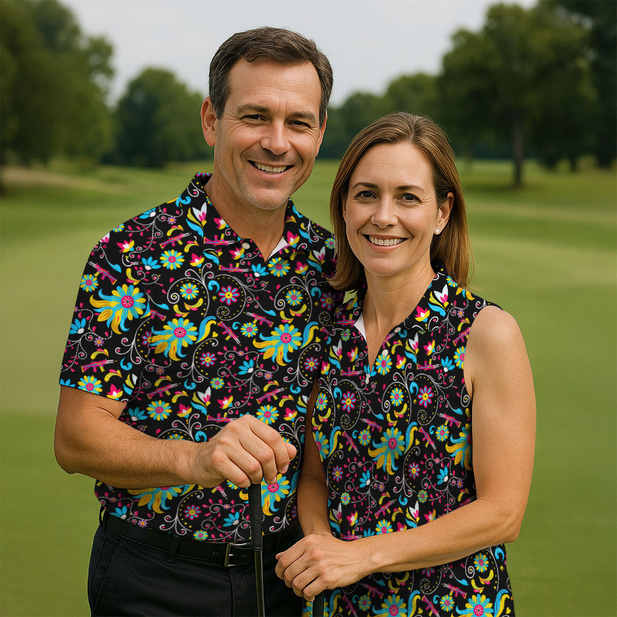 Flores De Mayo Cinco De Mayo Celebration Fiesta Themed Tropical Pattern Golf Shirt For Women