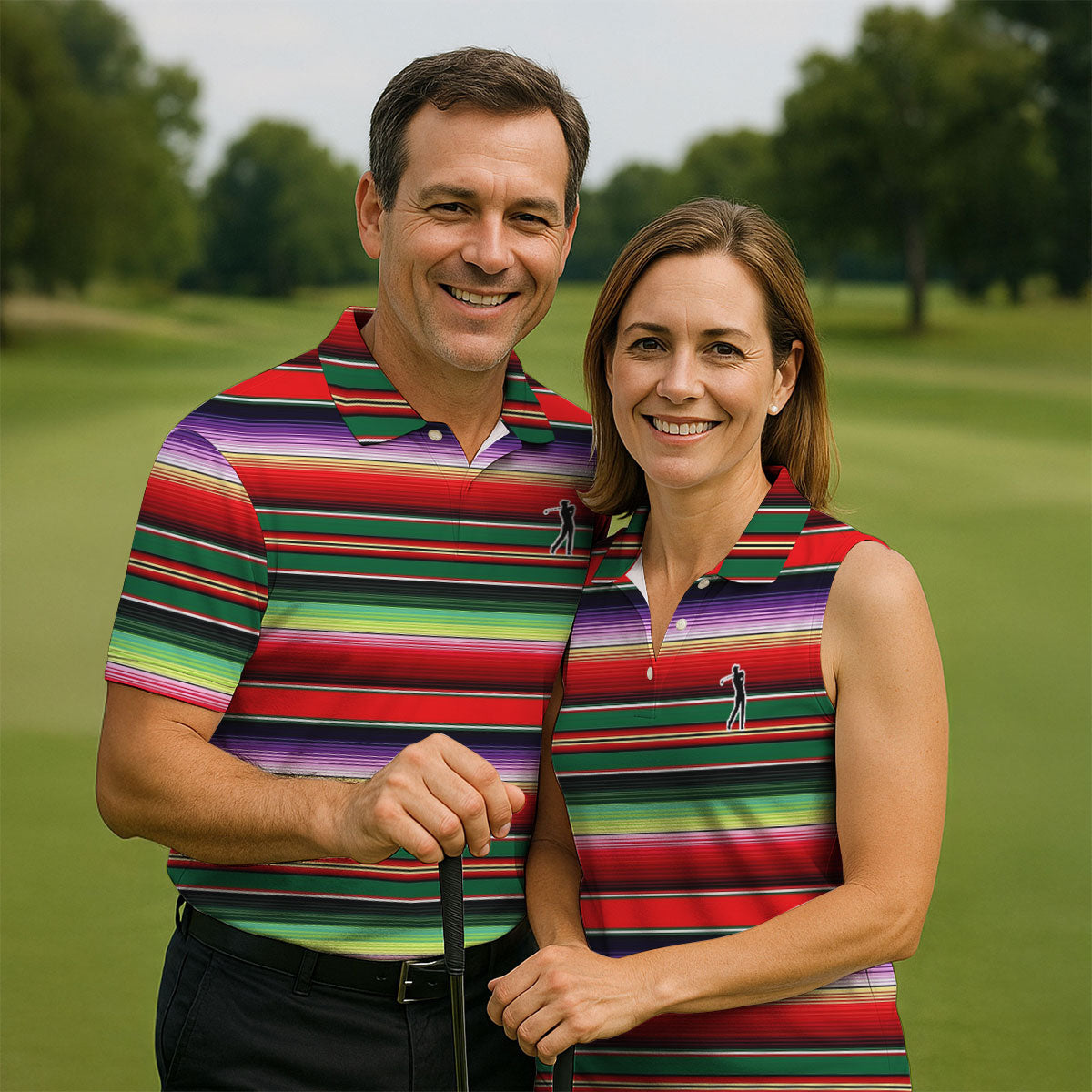 Colorful Stripes Sarape Pattern Cinco De Mayo Celebration Fiesta Themed Golf Shirt For Women