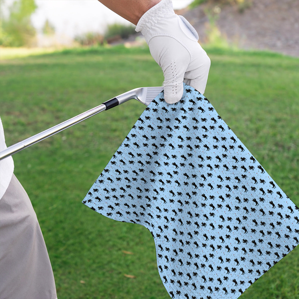 Black Cat Golf Pattern Towel, Funny Golf TowelsFor Cat Lover, Unique Birthday Gift For Golf Dad