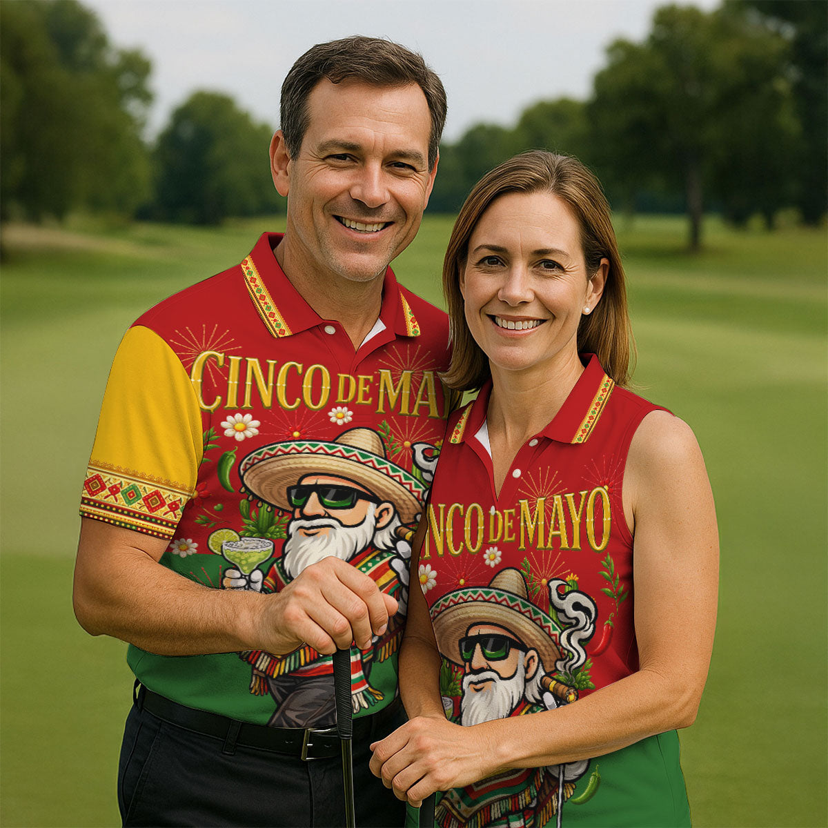 Margarita Man Cinco De Mayo Celebration Red Yellow Green Golf Shirt, Fiesta Theme Golf Shirts For Men