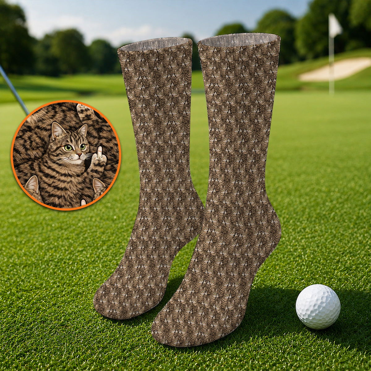 Funny Cat Pattern Golf Socks, Cats Golf Sock For Pet Lover, Golf Gift For Golfer
