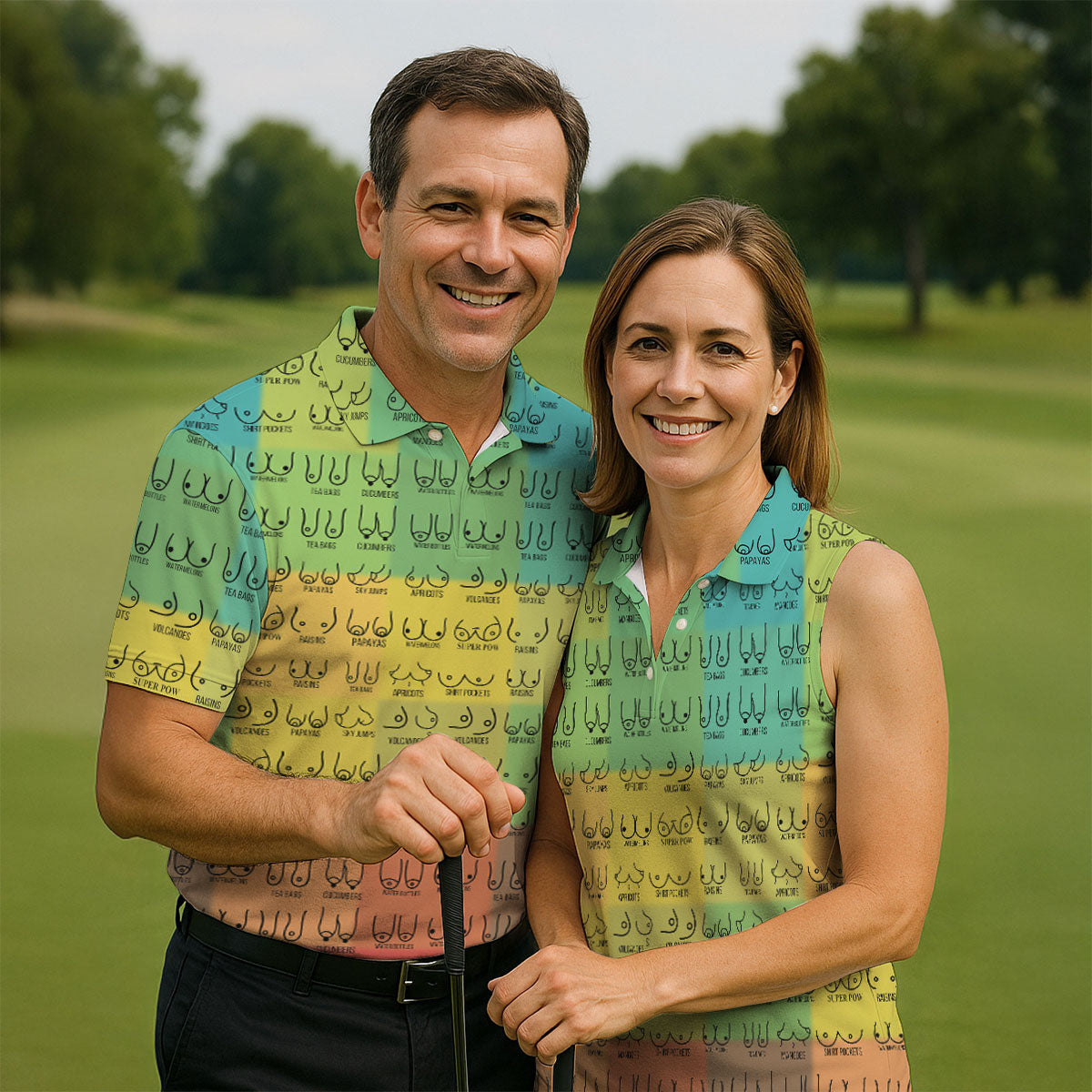 Watermelons Funny Boob Pattern Golf Polo Shirt, Men's Golf Shirt, Printed Golf Shirts