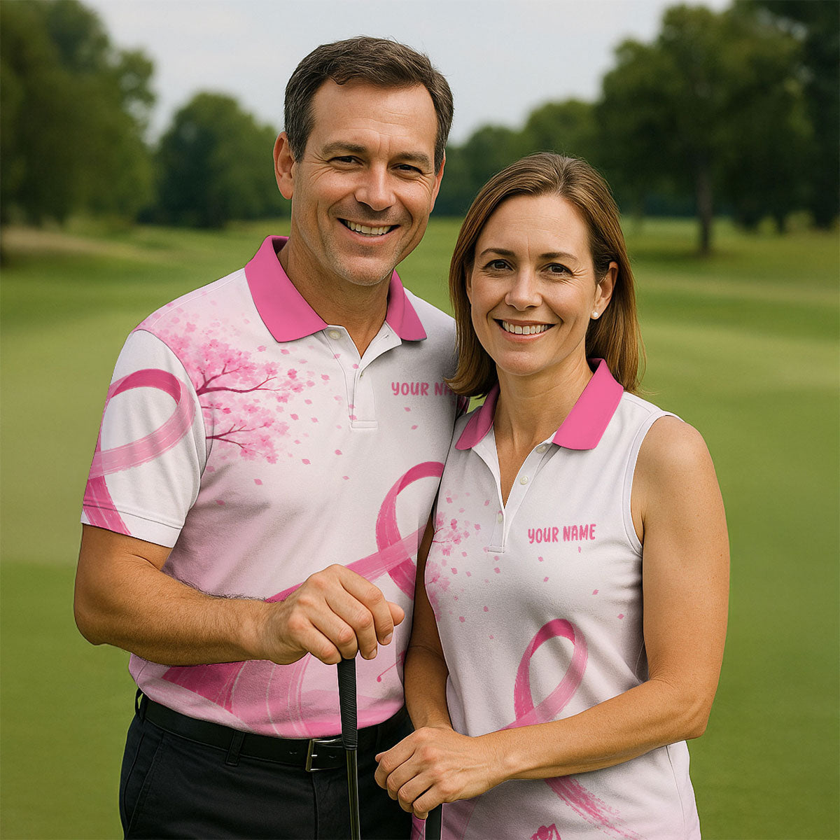 Custom Pink Spread Hope Find Cure Breast Cancer Golf Polo Shirt, Mens Golf Polo, Mens Polo Shirts