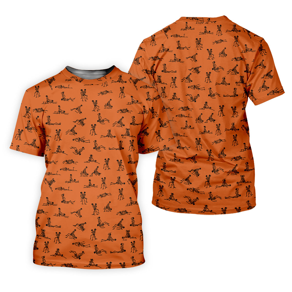 Orange And White Funny Skeleton Golf Shirt, Halloween Gift Idea, Fun Golf Shirts For Men, Polo For Men