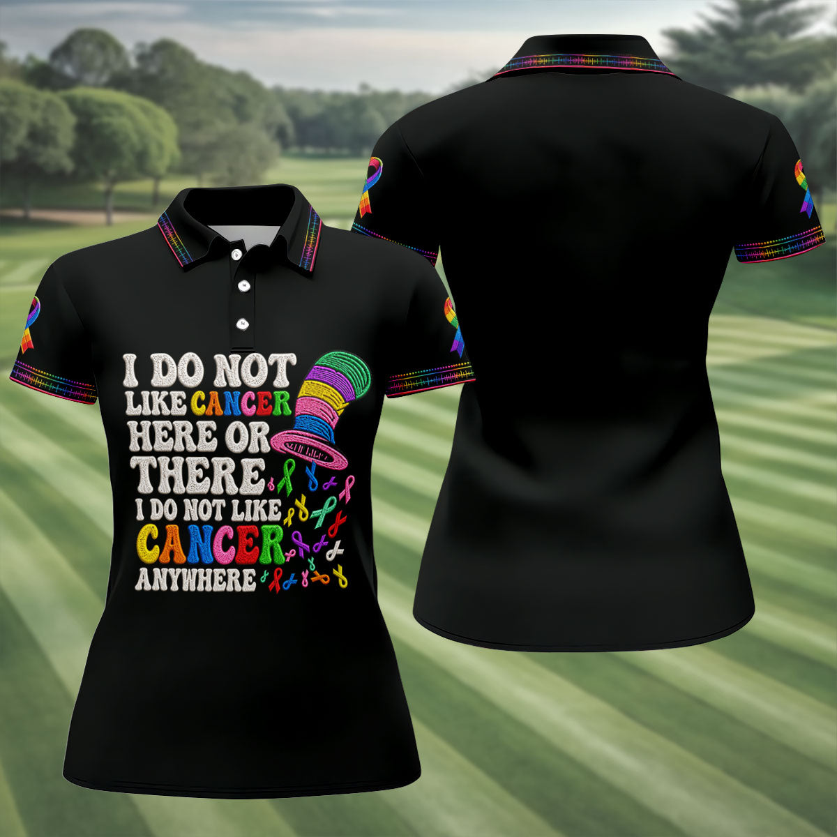 I Do Not Like Cancer Anywhere Awareness Polo Shirt, Women's Sleeveless Golf Shirt, Ladies Golf Top