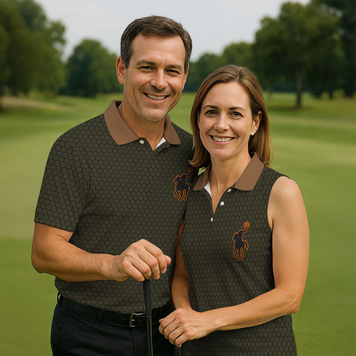 Pumpkin Rider Halloween Horror Character Polo Shirt, Mens Golf Shirts, Mens Golf Apparel