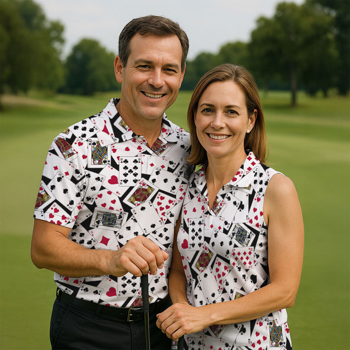 Playing Cards Poker Pattern Hawaiian Golf Shirt, Golf Polo For Women, Women’s Golf Apparel