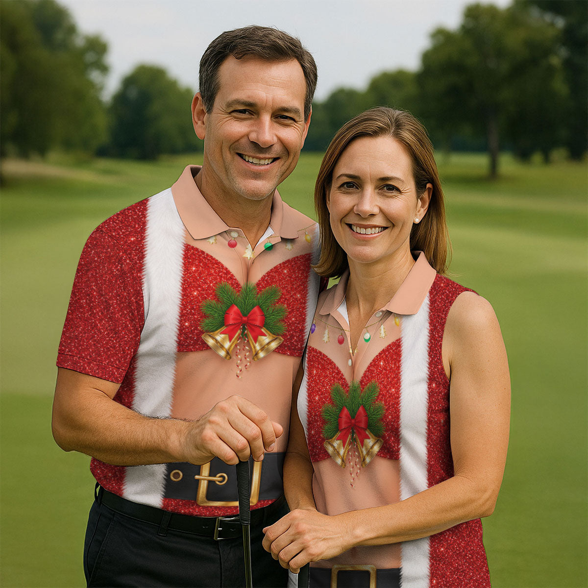 Men's Funny Mrs Claus Costume Golf Shirt, Christmas Golf Shirt, Golf Apparel For Men