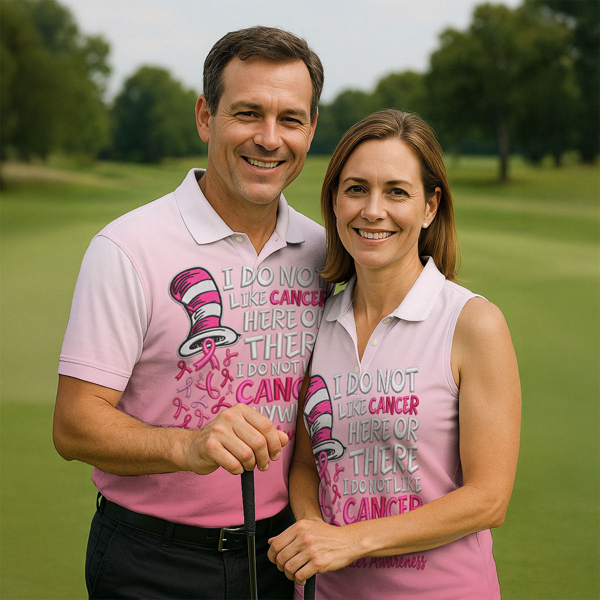 I Do Not Like Cancer Anywhere Breast Cancer Polo Shirt, Mens Golf Polo, Printed Golf Shirts