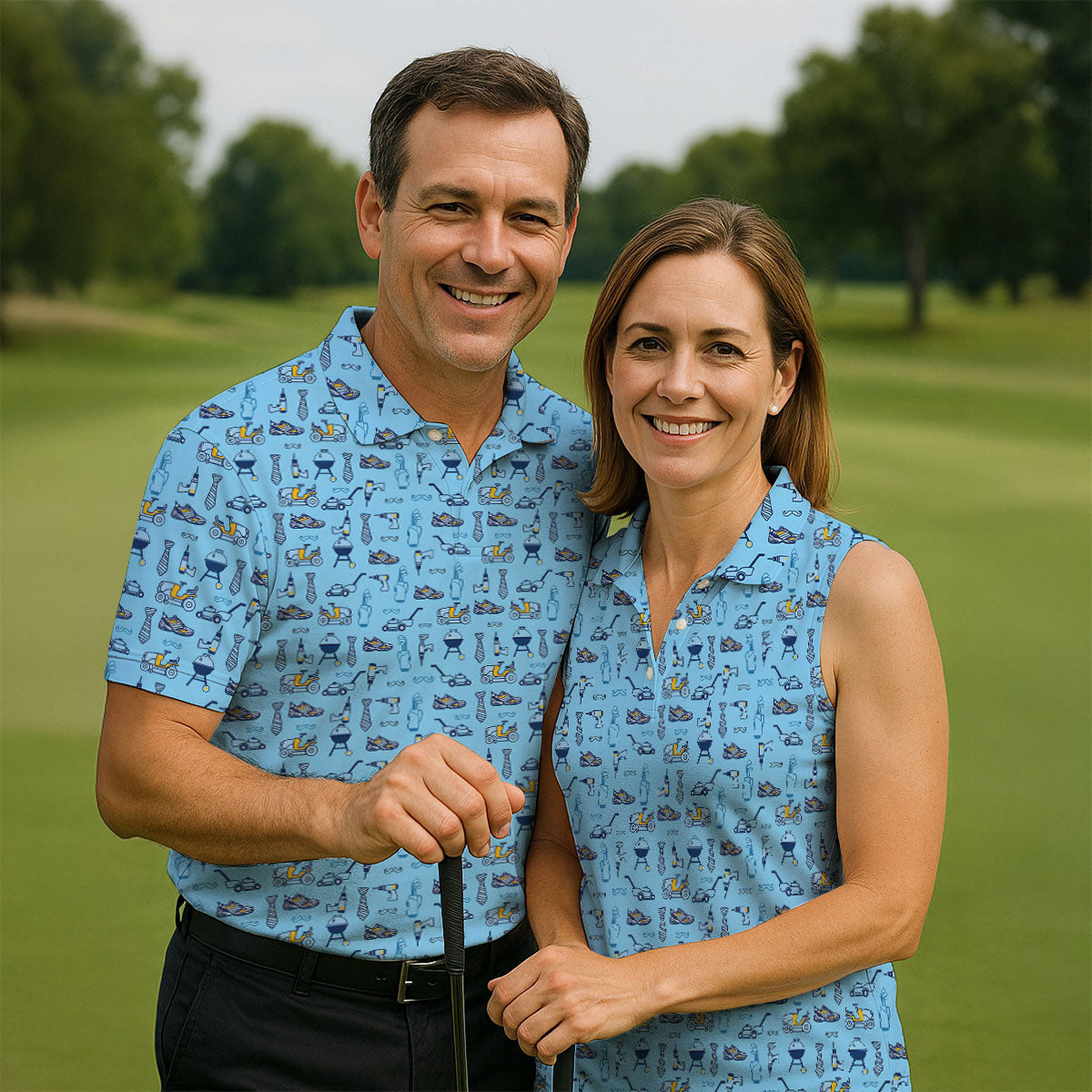 Dad Life Doodle Pattern Funny Golf Shirts, Father's Day Golf Shirt, Golf Gift For Dad