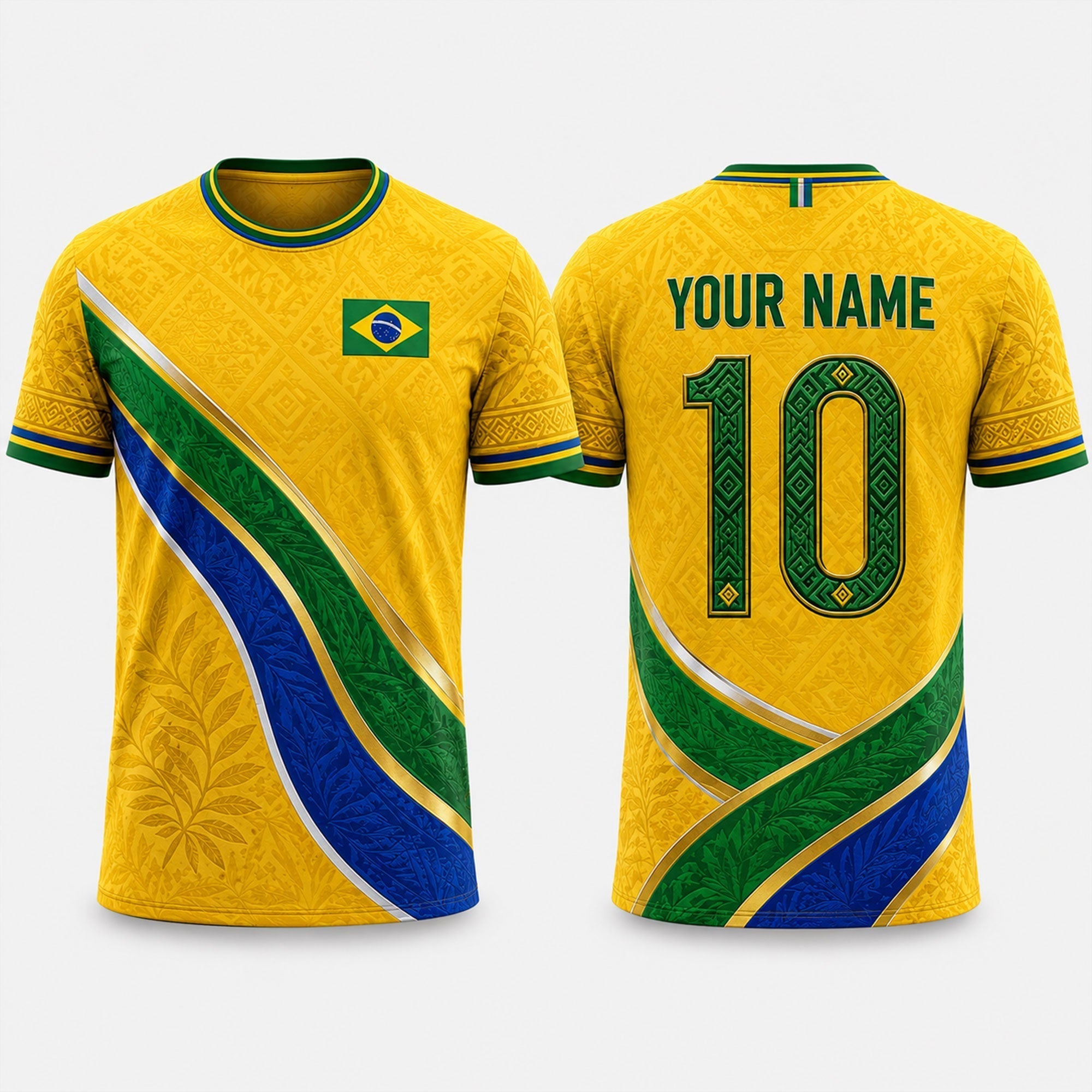 Yellow Green Brazil Fooball Shirt, V-Neck For Men Football Lover, Soccer Game Day Football Gifts