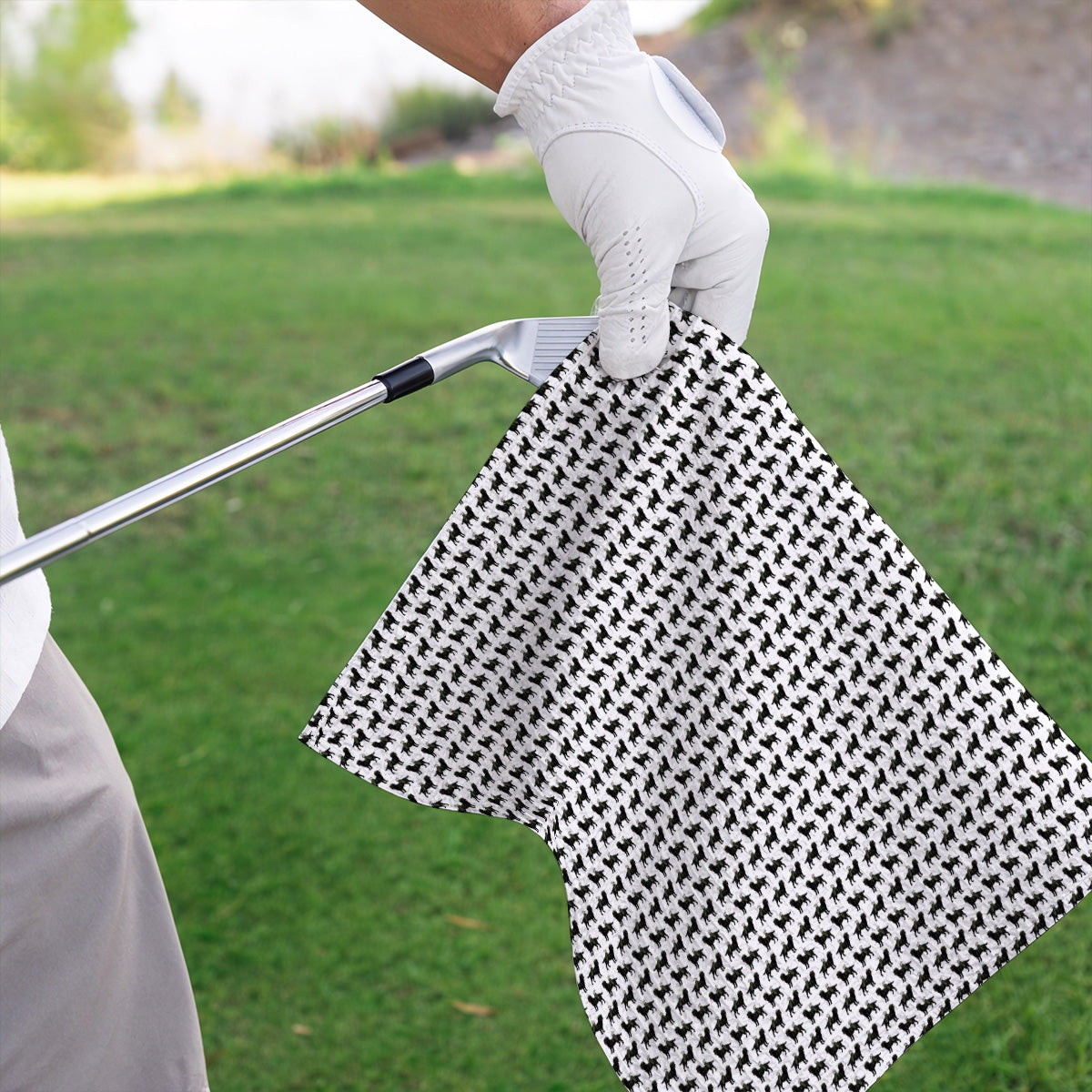 Black Lab Pattern Golf Towels, Crazy Labrador Golf Towel, Golf Gift For Golfer