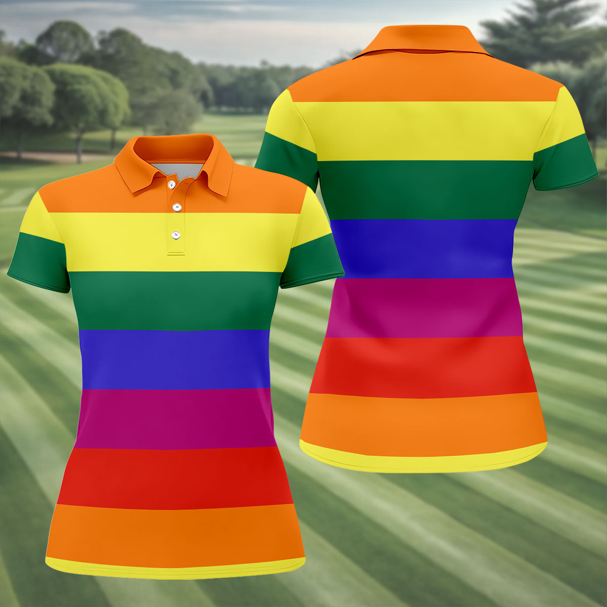 LGBT Rainbow Pride Month Celebrate Ladies Golf Tops, Pride Colors Golf Shirt For Women