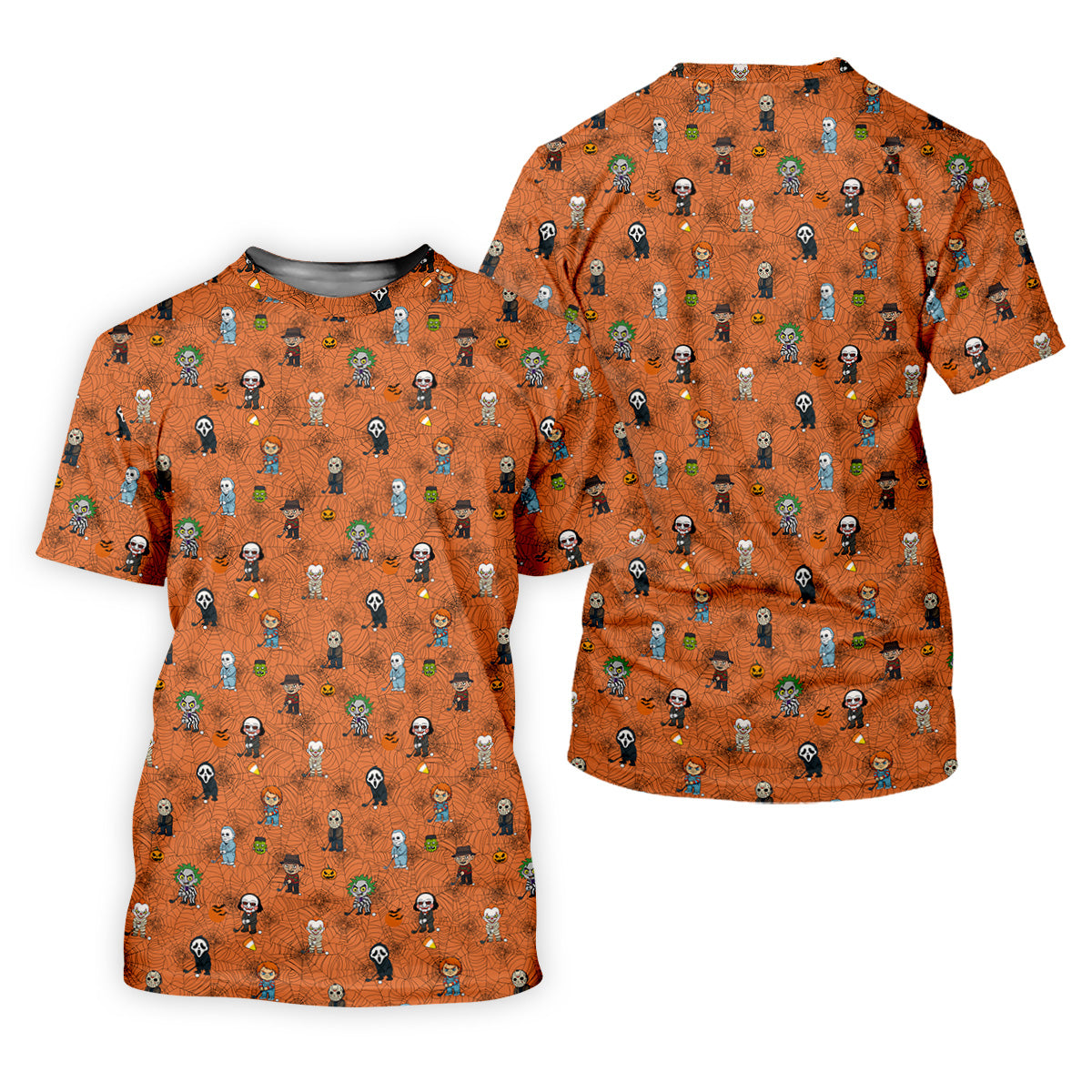 Funny Horror Character Orange Golf Polo Shirt, Horror Movie Shirt, Halloween Golf Shirt, Womens Golf Polo