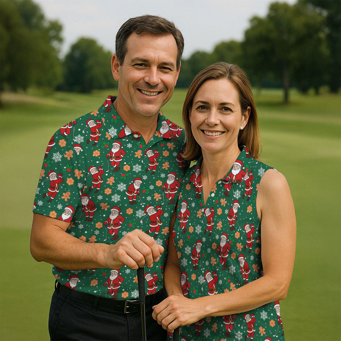Golfing Santa Fun Golf Shirts For Men, Christmas Golf Shirt, Polo Shirts For Men, Golf Gift For Men